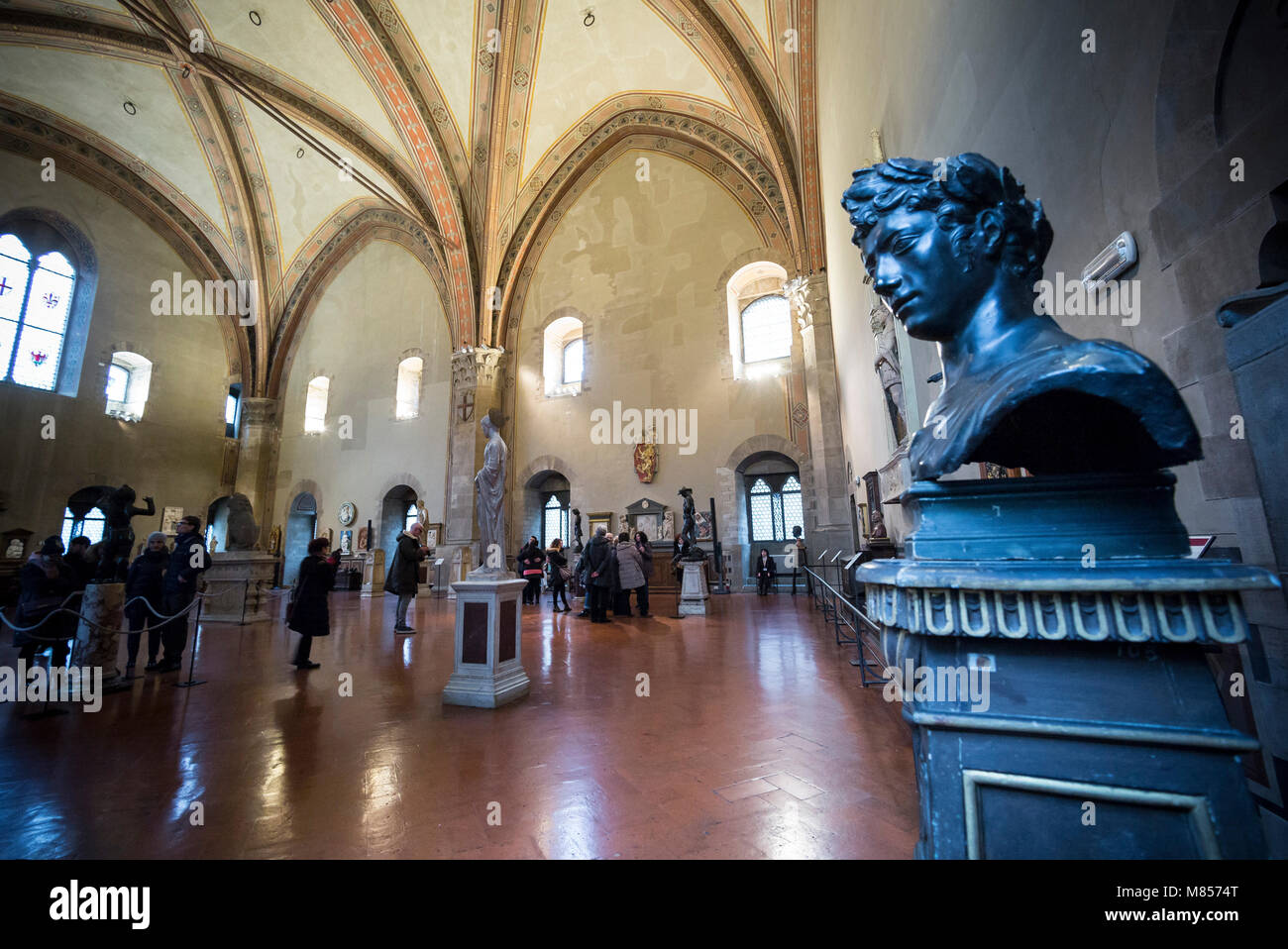 Florence. Italy. Museo Nazionale del Bargello, The Great Council Chamber (Salone del Consiglio Generale) aka Salone di Donatello. Stock Photo