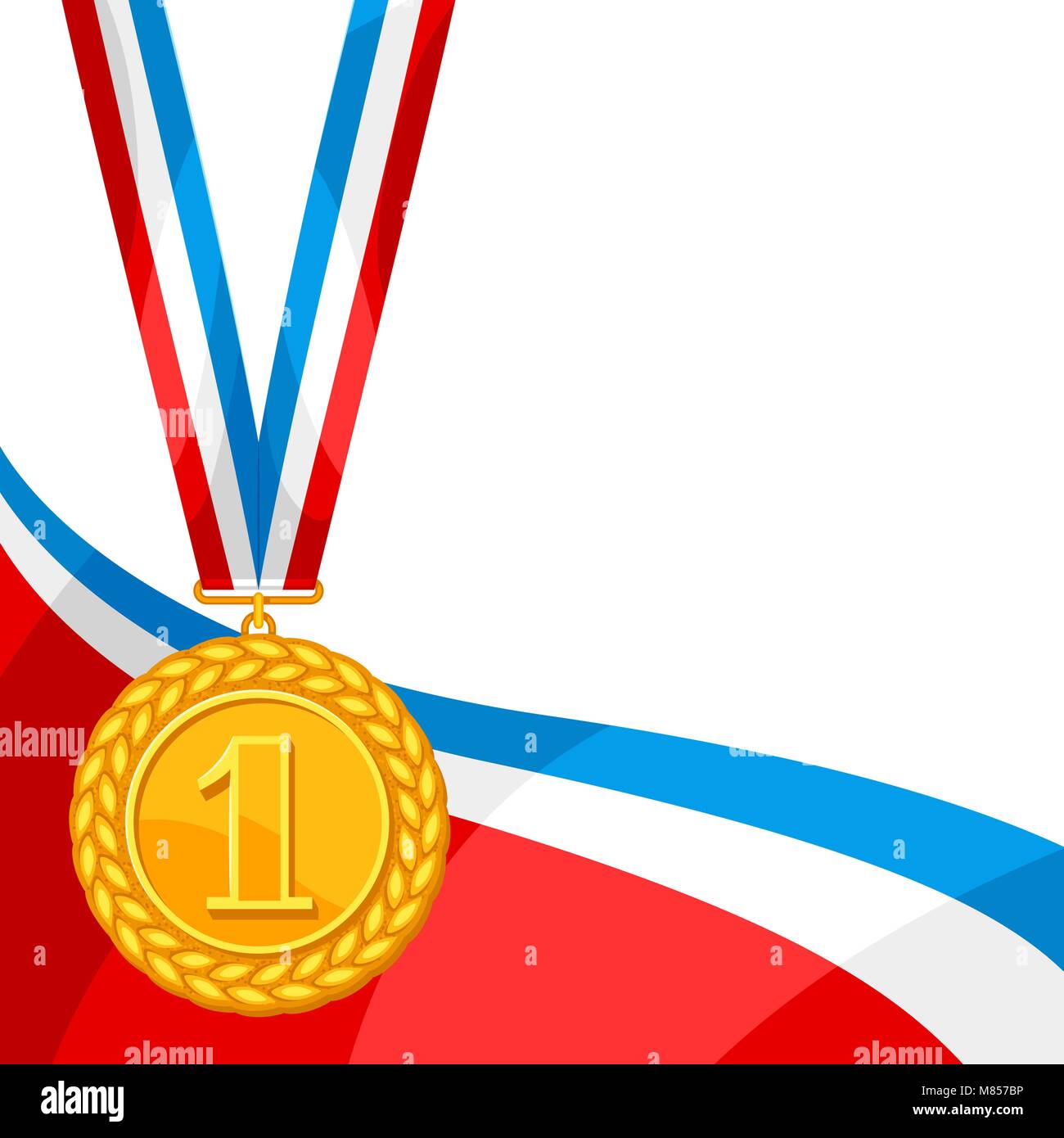 Realistic gold medal for first place. Background with place for text