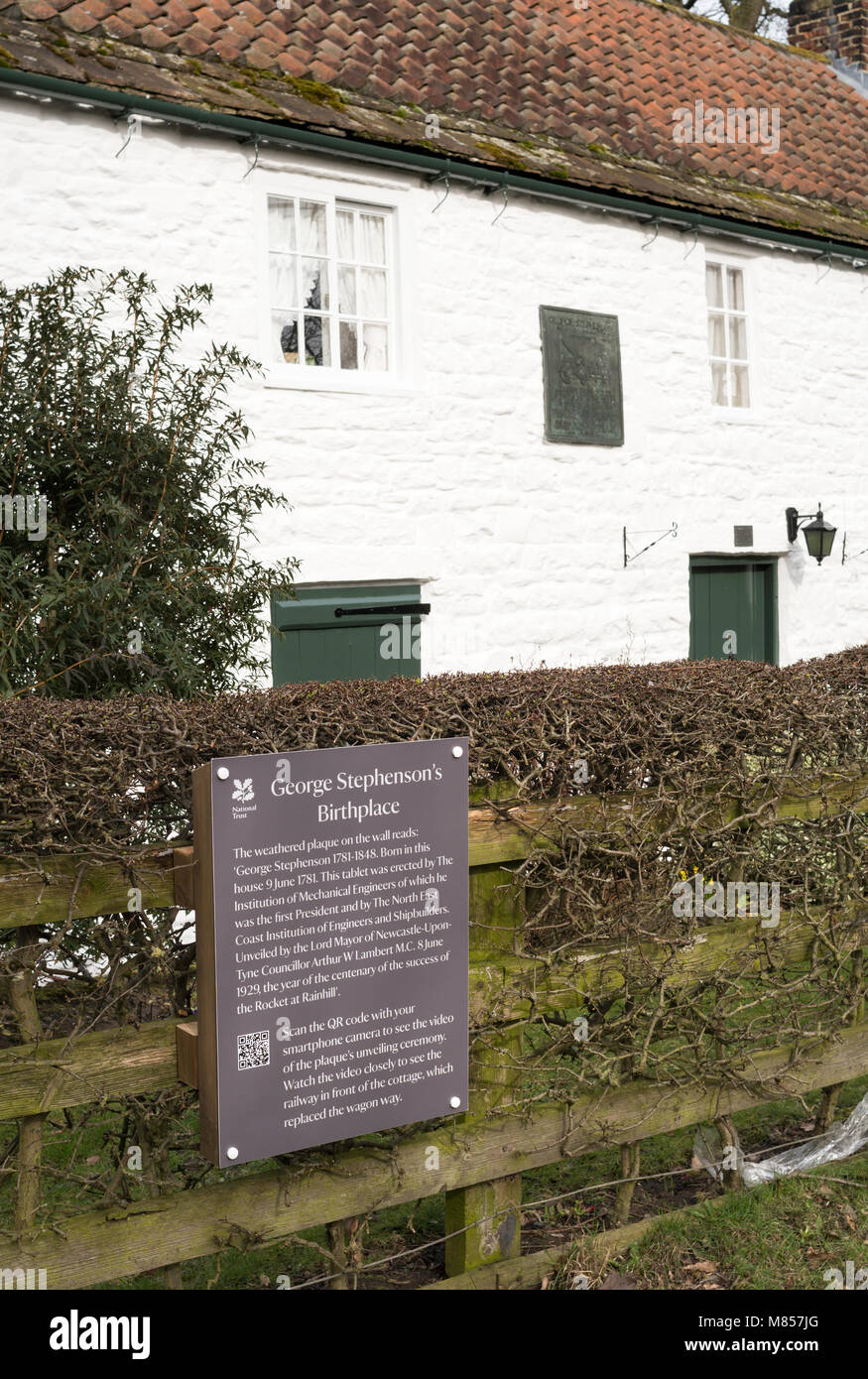 George Stephenson's birthplace near Wylam, Northumberland, North East England UK Stock Photo