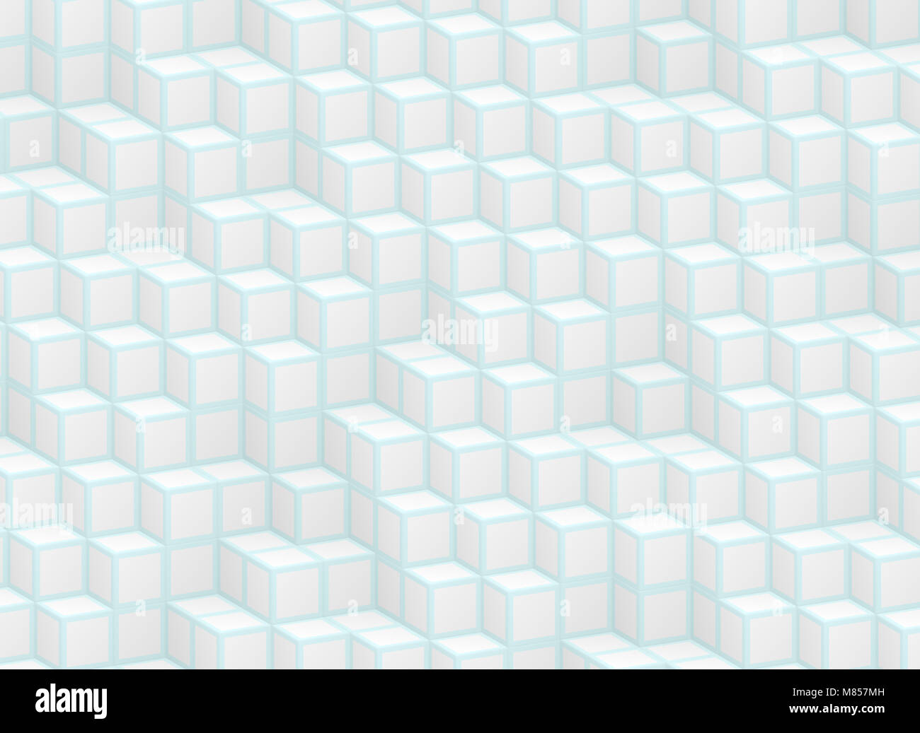 White and blue blocks 3d pattern Stock Photo