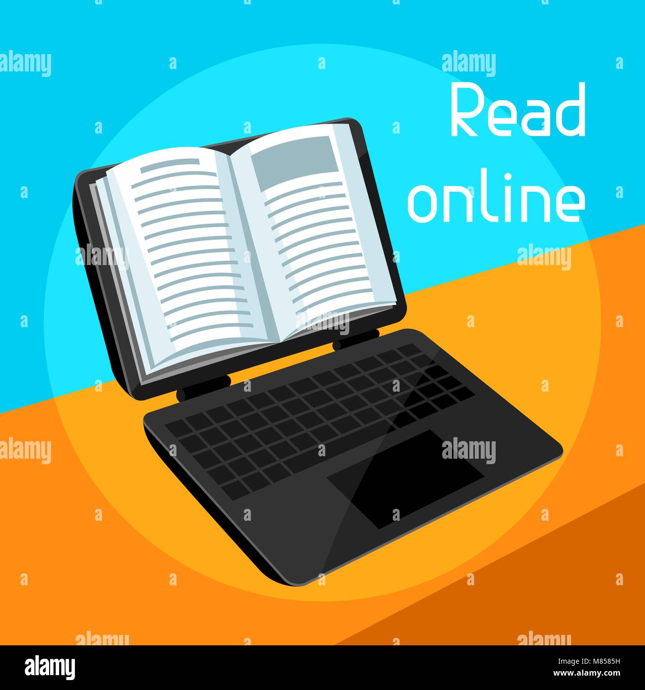 Digital library concept. Laptop with open book. Ebook online reading Stock Vector Image & Art