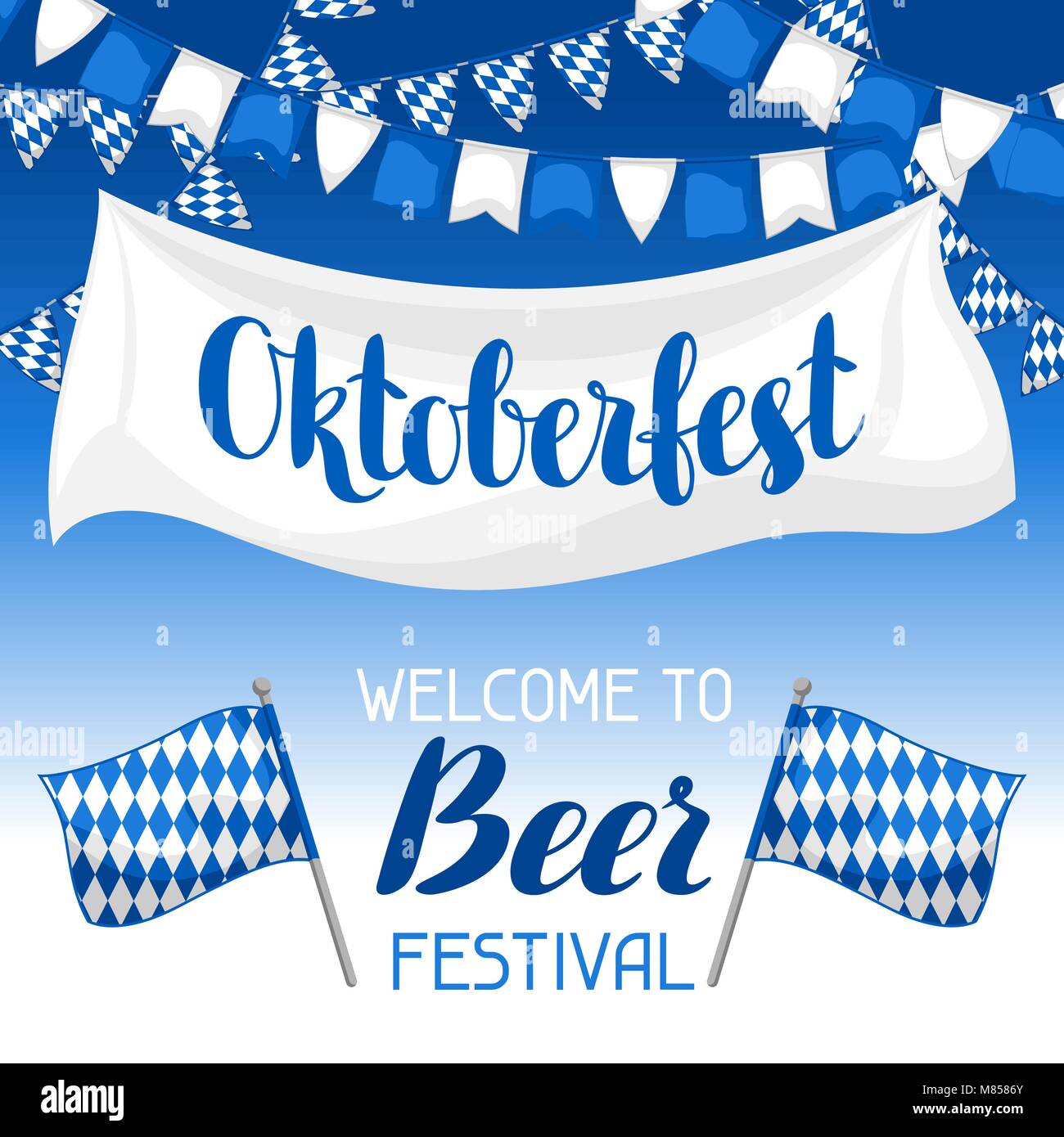 Oktoberfest. Welcome to beer festival. Invitation flyer or poster for feast Stock Vector