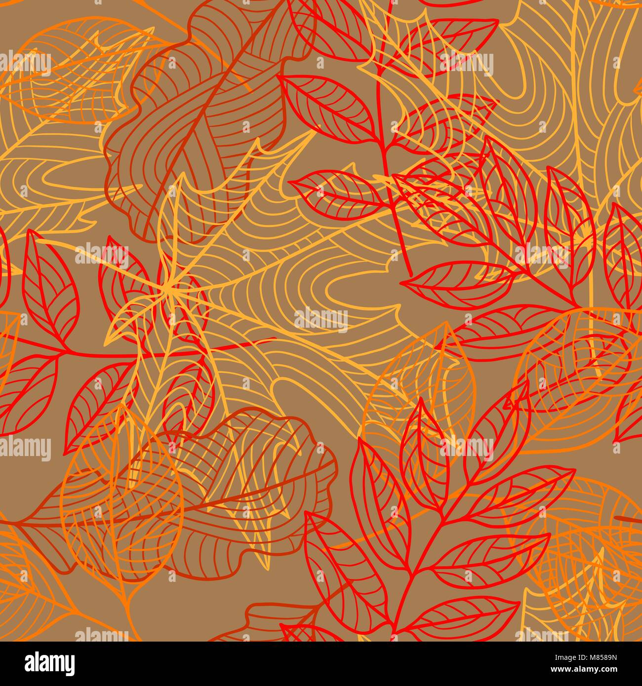 Seamless floral pattern with stylized autumn foliage. Falling leaves ...