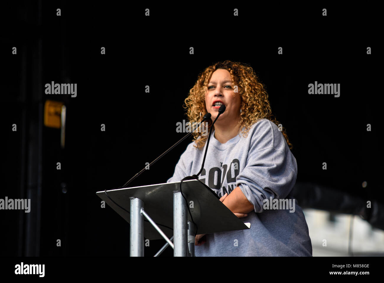 Poet Salena Godden at the March 4 Women women's equality protest organised by Care International in London Stock Photo