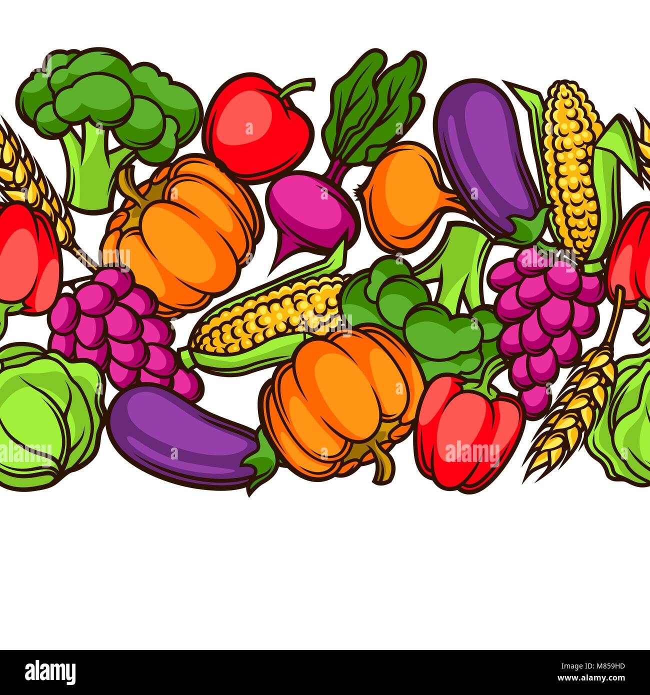 Harvest seamless pattern. Autumn illustration with seasonal fruits and ...