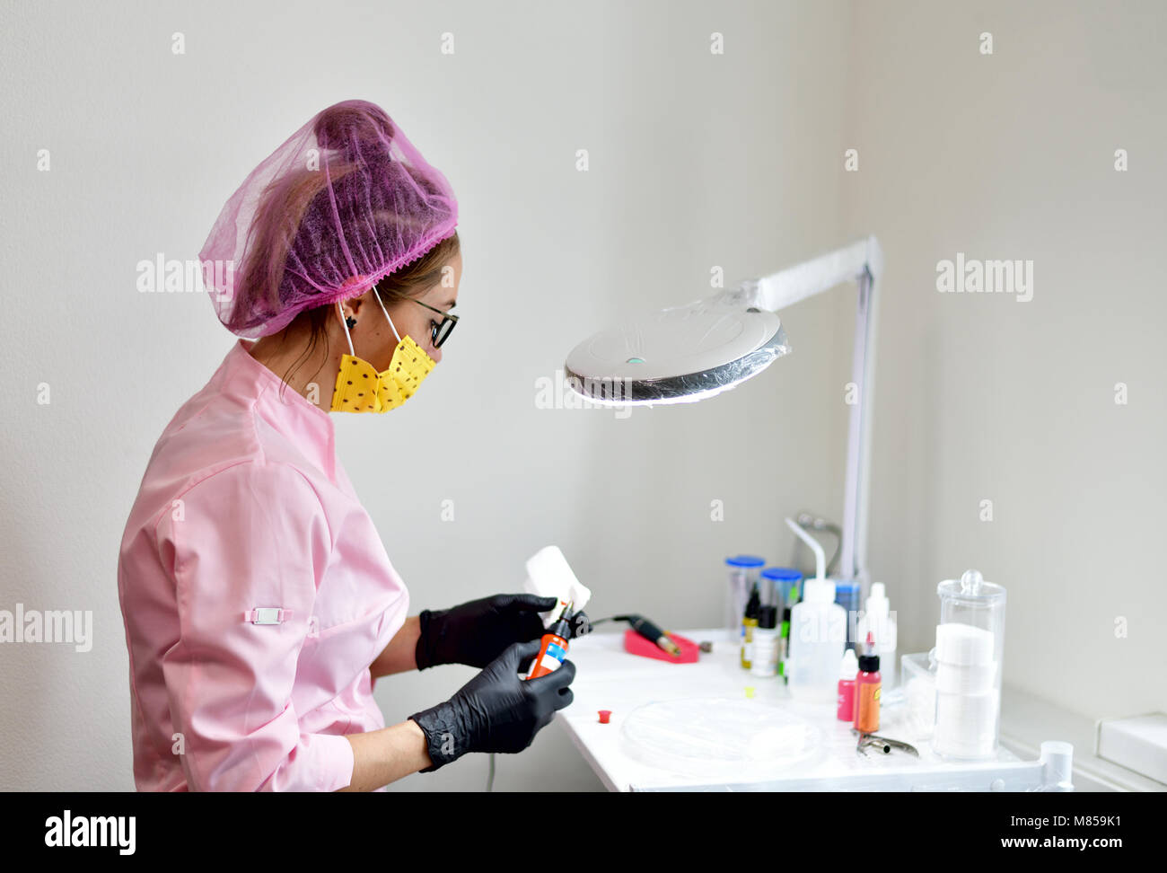 the doctor the cosmetician on workplace Stock Photo