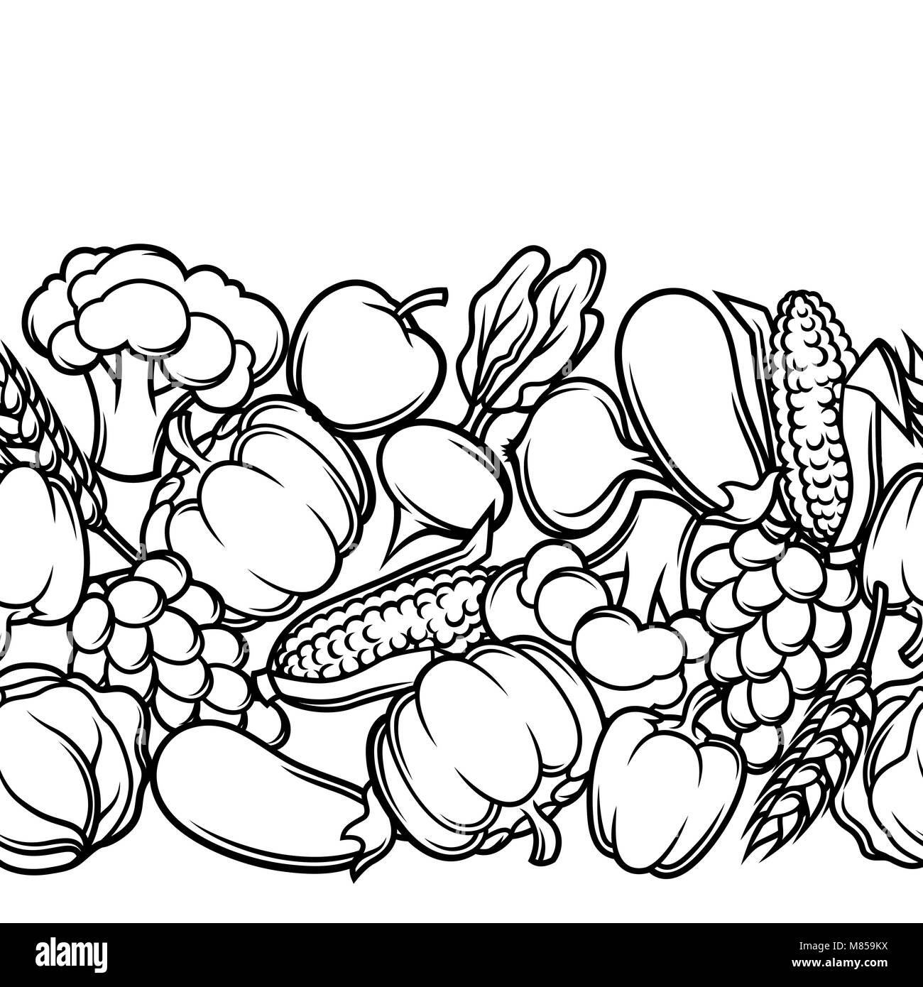 Harvest seamless pattern. Autumn illustration with seasonal fruits and ...