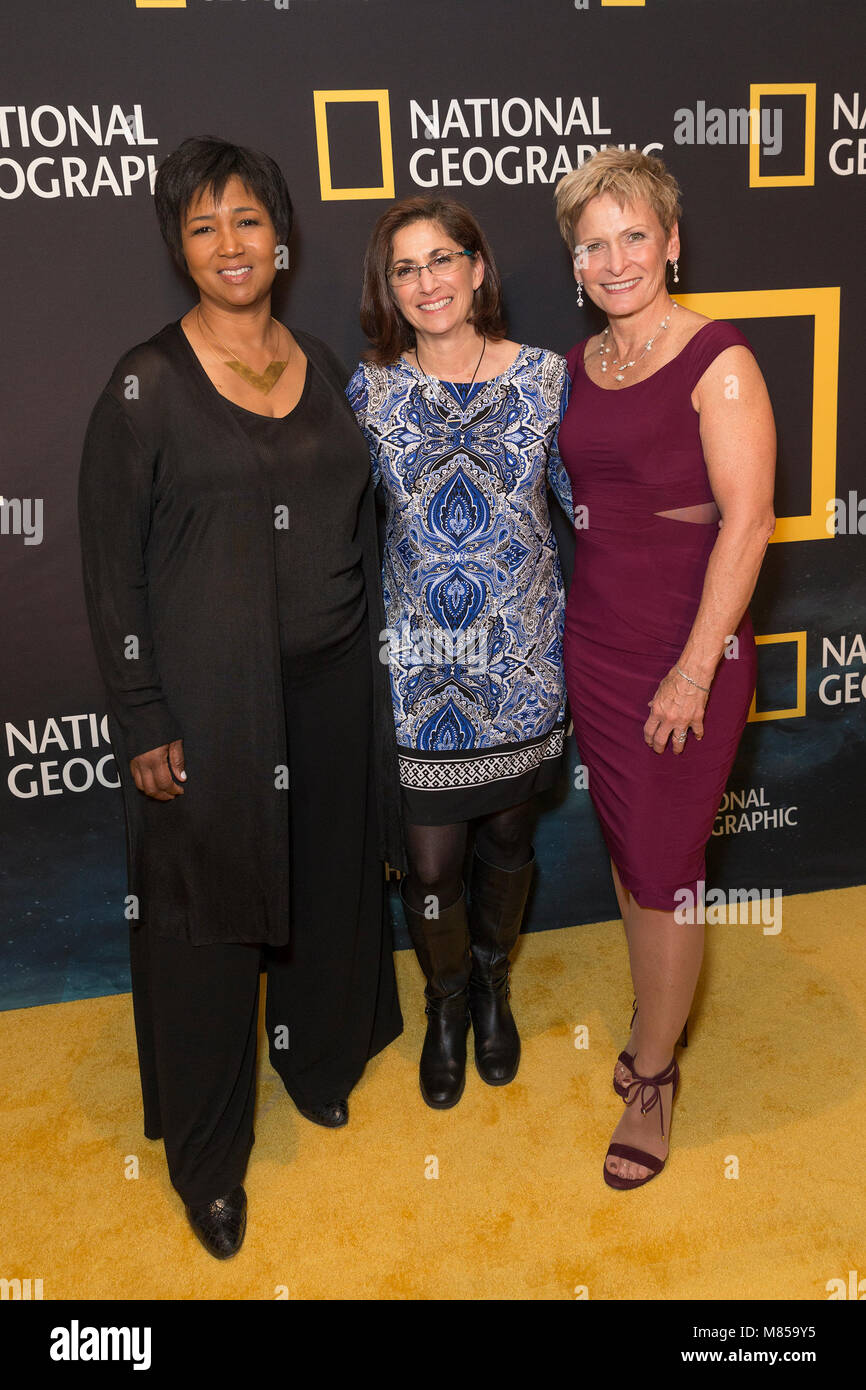 New York, United States. 14th Mar, 2018. Mae Jemison, Nicole Stott, Peggy Whitson attend National Geographic world premiere screening of One Strange Rock at Alice Tully Hall Credit: Lev Radin/Pacific Press/Alamy Live News Stock Photo