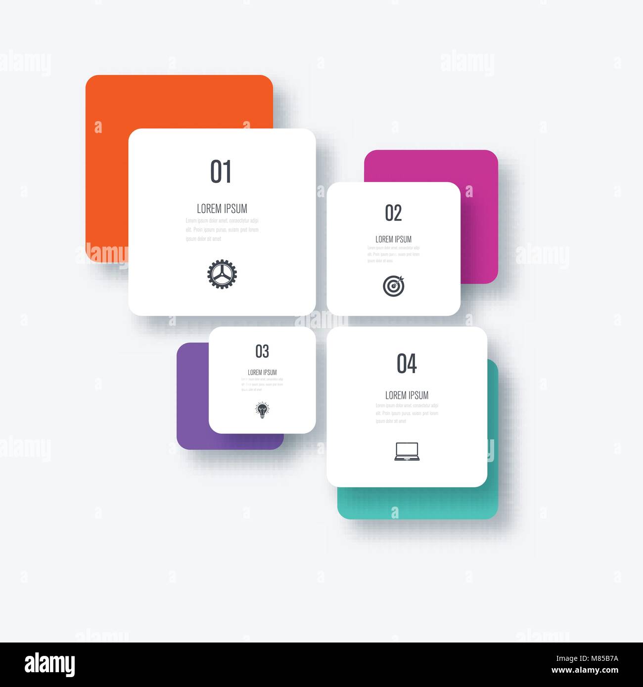 Business infographics template 4 steps with square Stock Vector Image ...