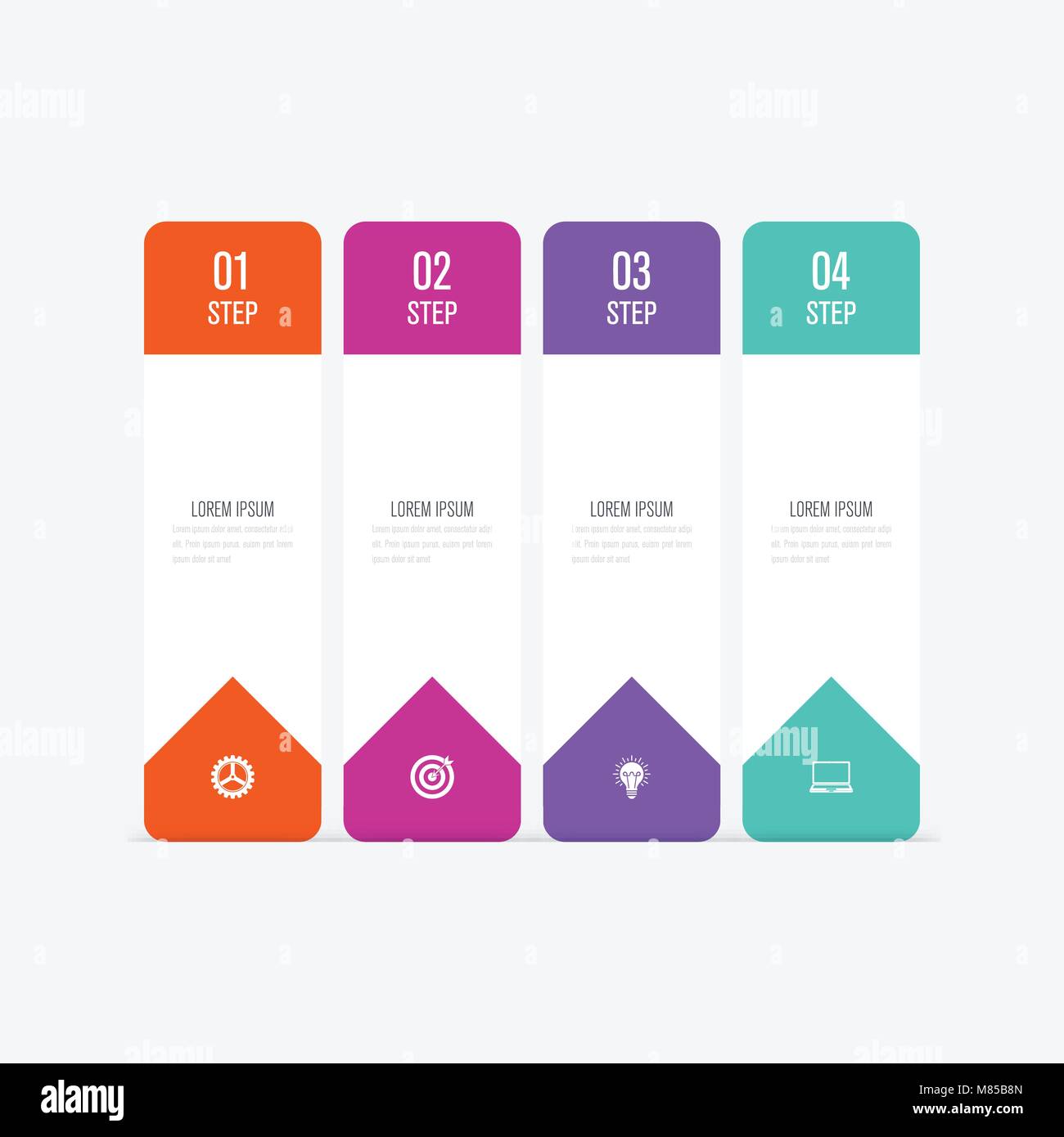 Business infographics template 4 steps with square Stock Vector Image ...