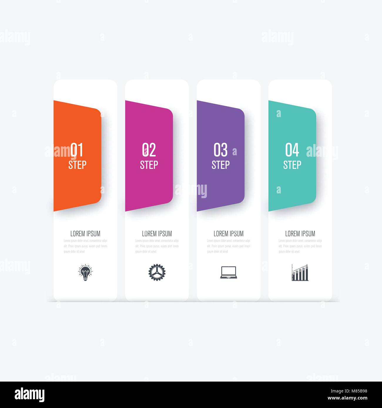 Business infographics template 4 steps with square Stock Vector Image ...