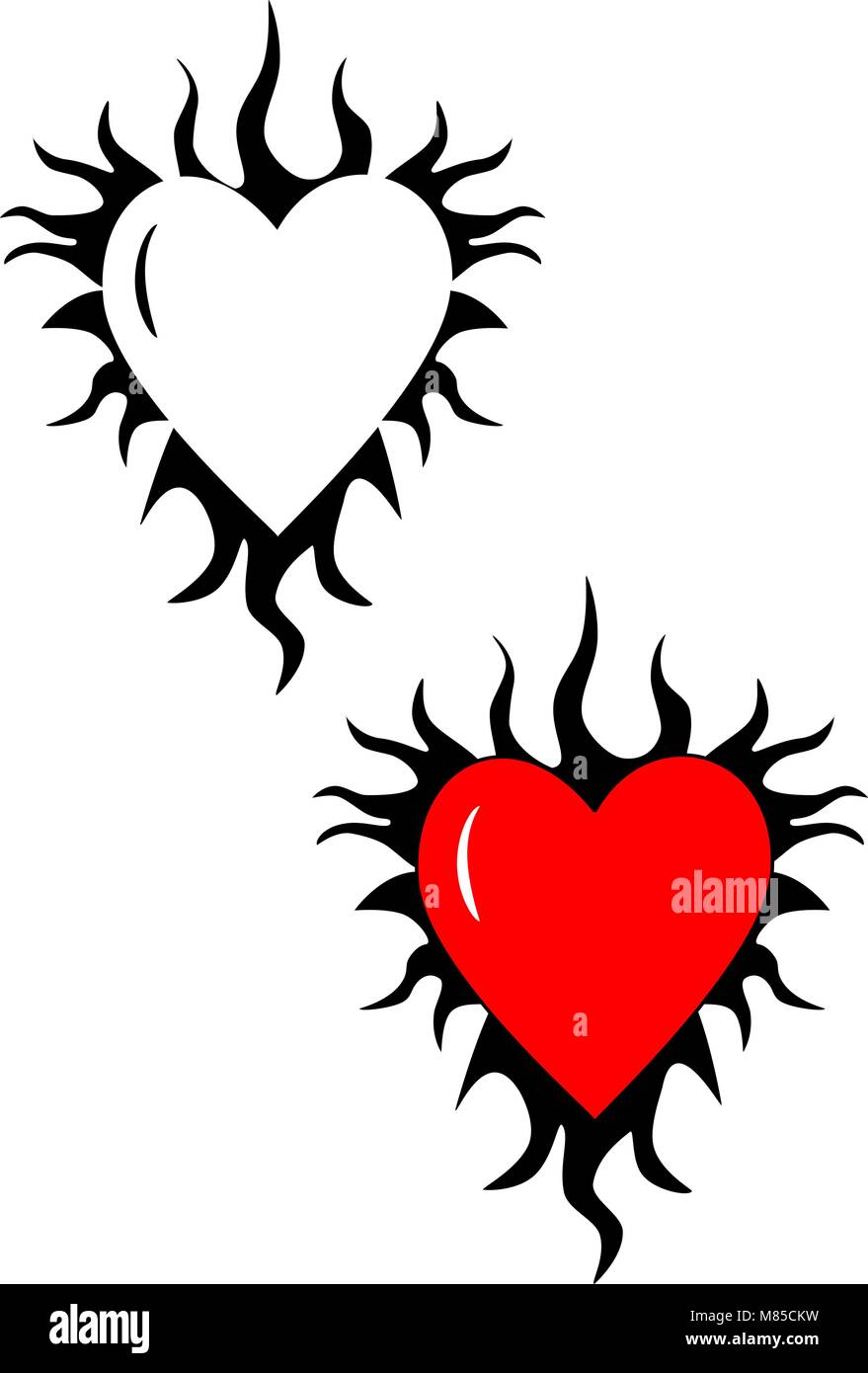 A Flaming heart tribal tattoo Stock Vector Image & Art - Alamy