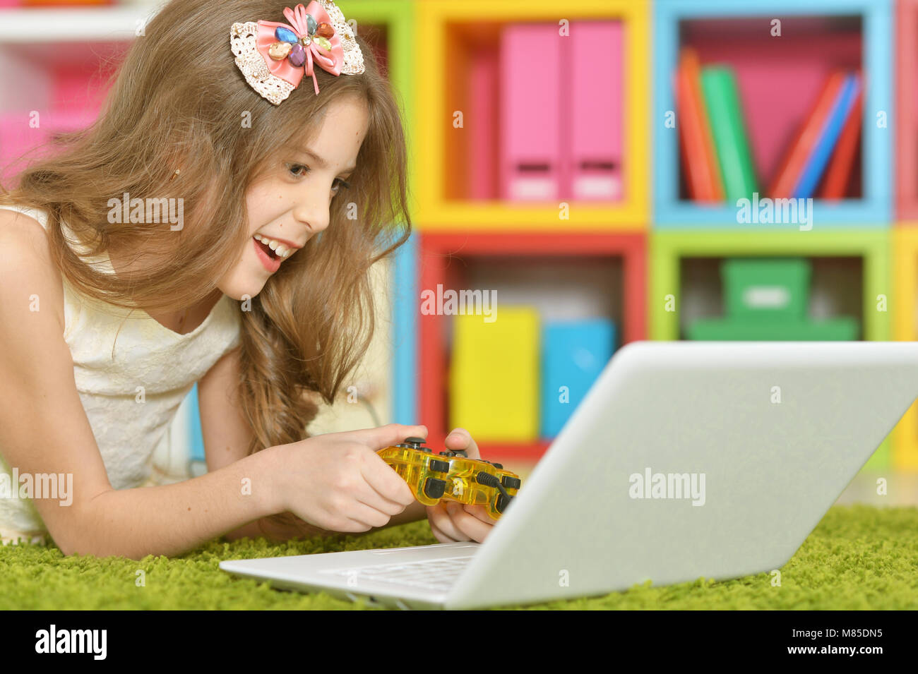 girl using modern laptop Stock Photo - Alamy