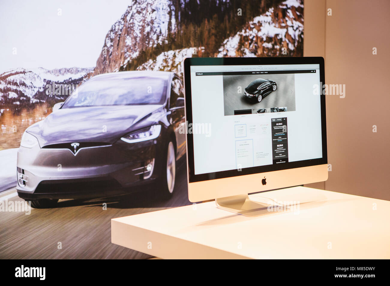 Presentation Of An Electric Car Tesla Model S At The Tesla