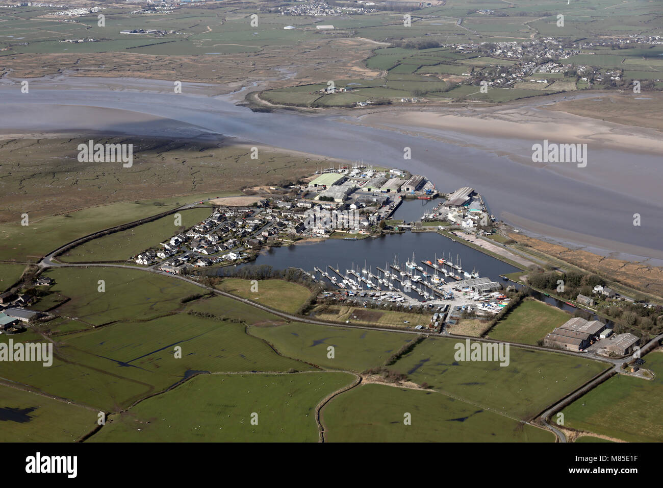 aerial view of Glasson Basin Marina, Lancashire Stock Photo