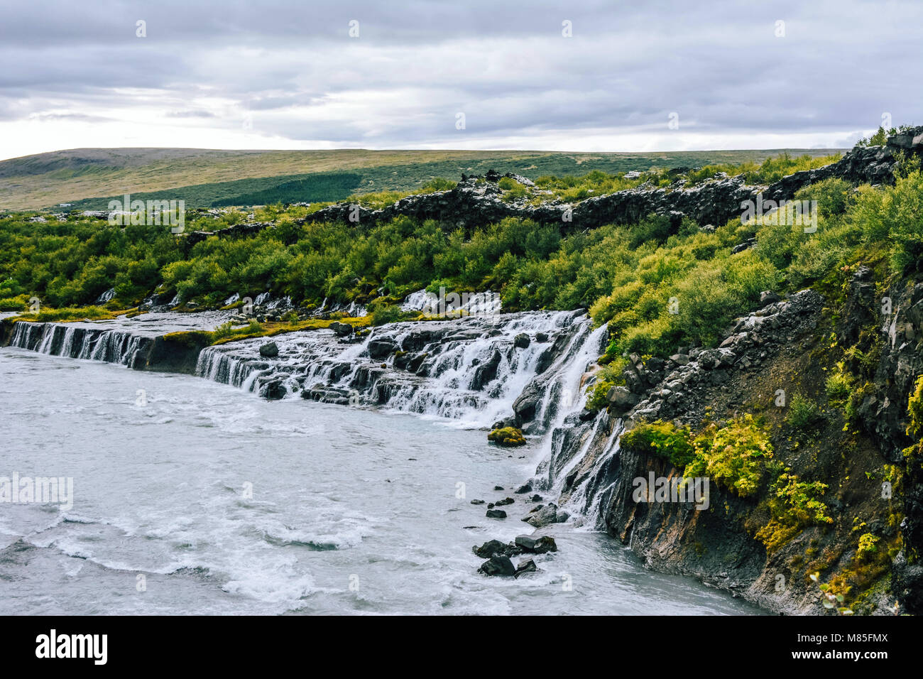 Hraunfossar waterfall in Iceland. Stock Photo