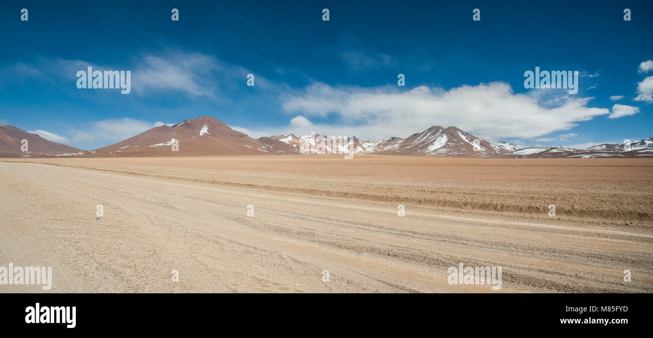 Panoramic view over the Salvador Dali Desert in Eduardo Avaroa Andean Fauna National Reserve, Bolivia – South America Stock Photo