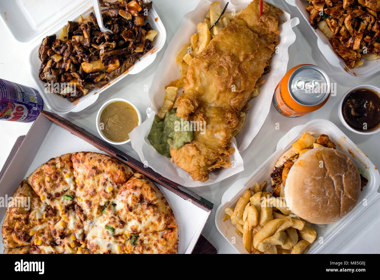 Fish and Chips, Junk Food From Above Stock Photo Alamy
