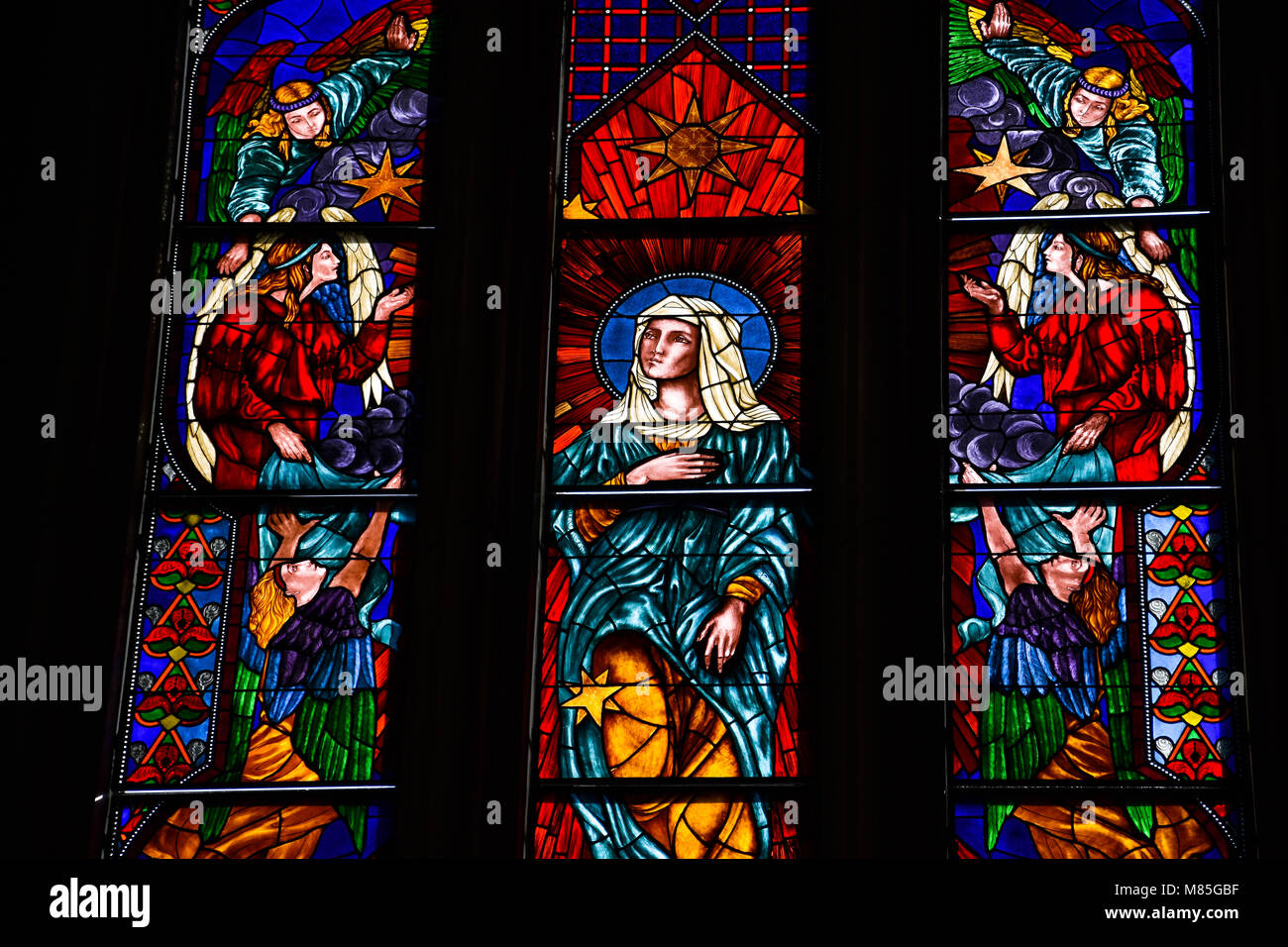 La Plata. Buenos Aires, Argentina. April 30, 2017. Colorful Vitraux. Cathedral of La Plata. Stock Photo