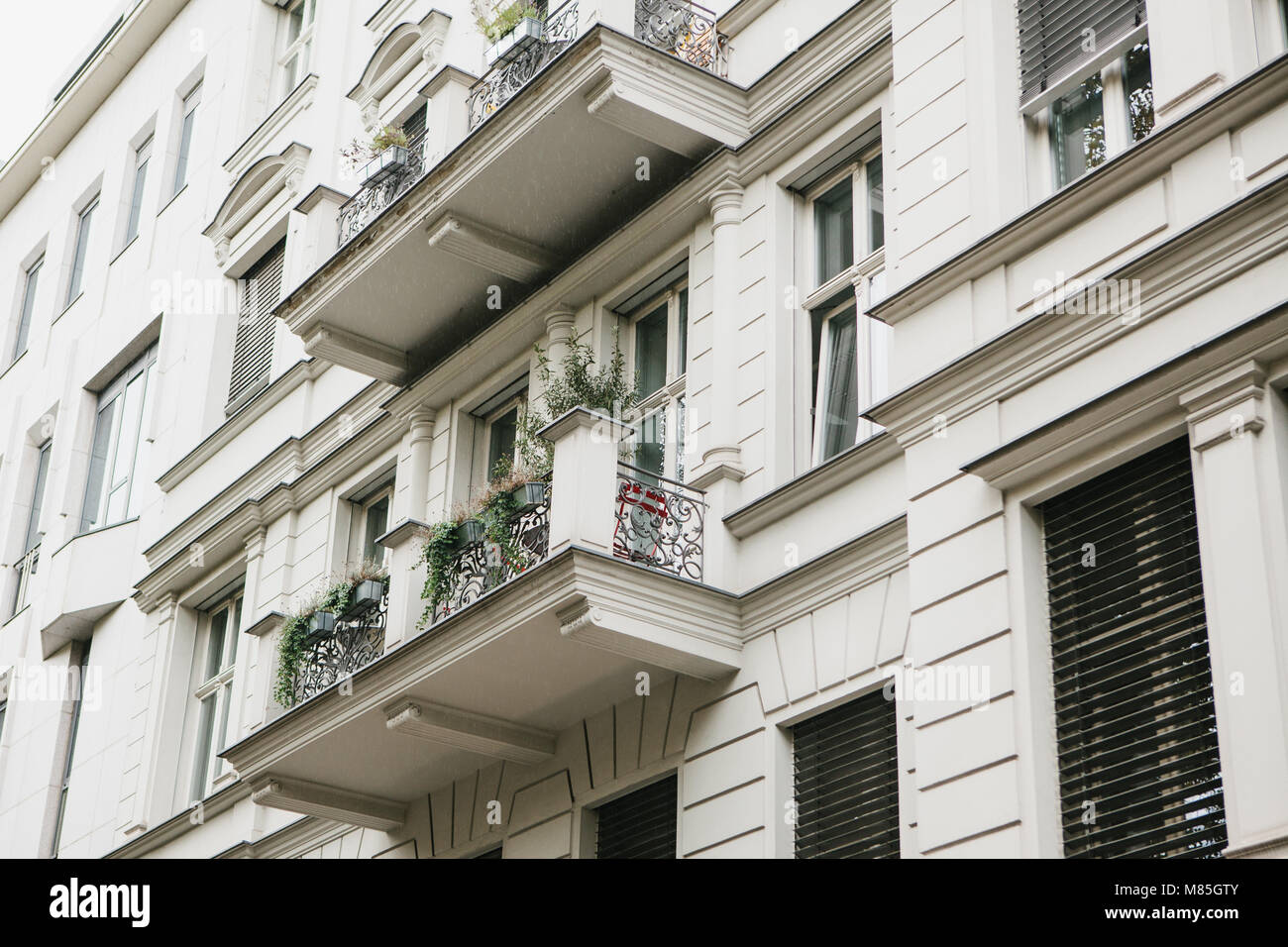 A typical apartment building in Berlin with balconies. Exterior of a
