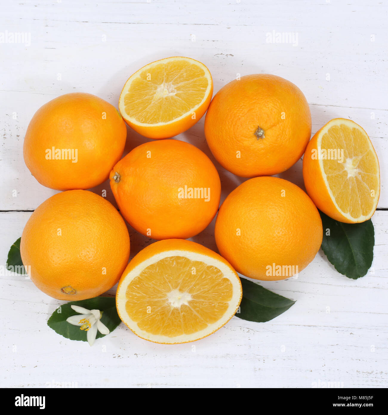 Oranges orange fruits square top view from above Stock Photo