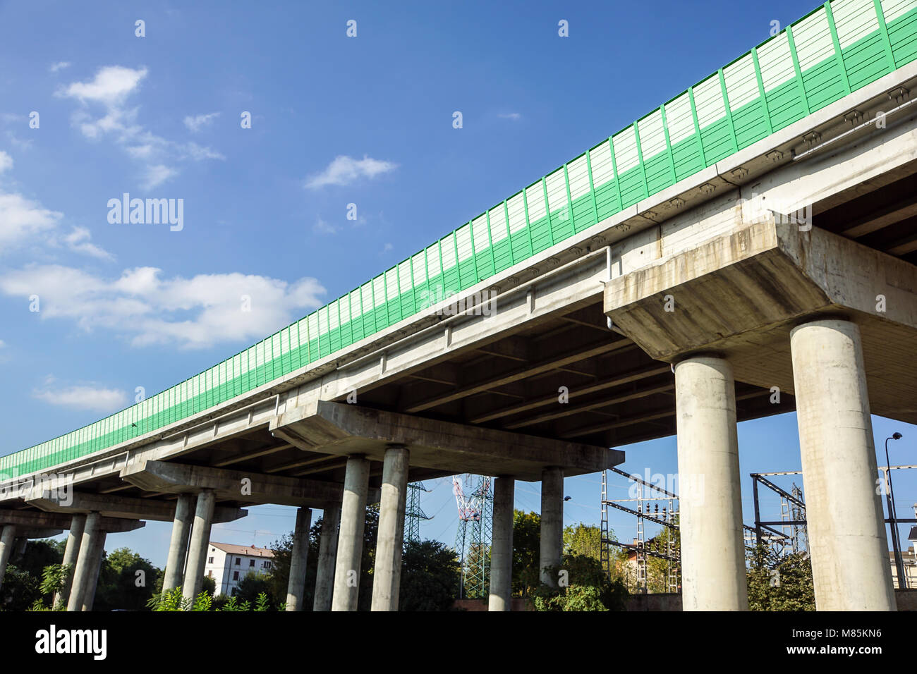Elevated expressway. The curve of suspension bridge . highway street Stock Photo