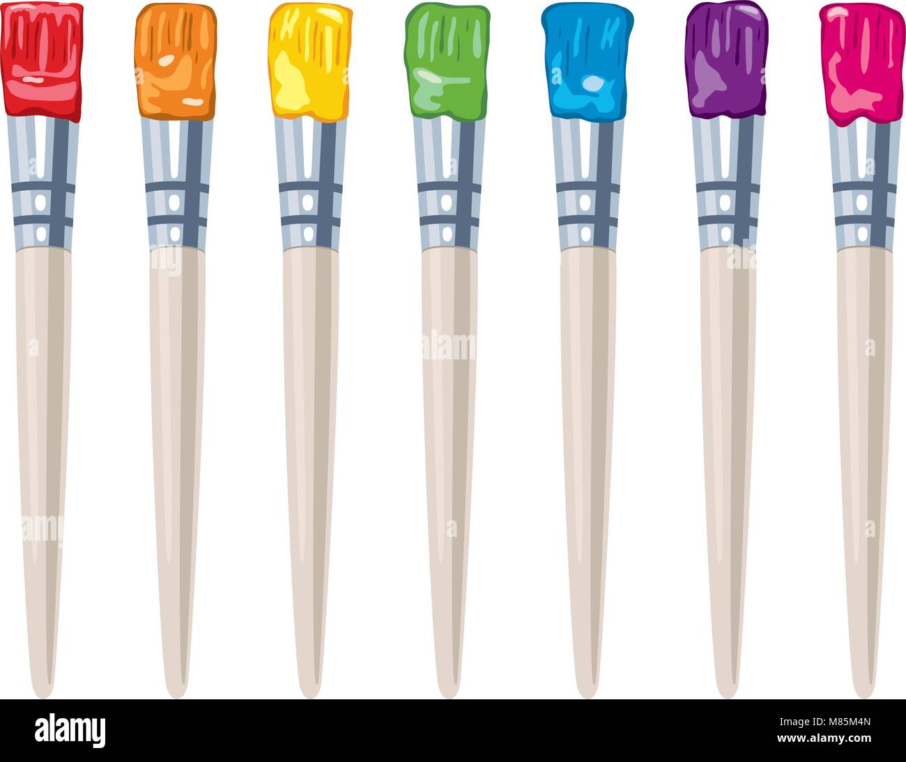 Wooden paint brushes vector vectors hi-res stock photography and images ...