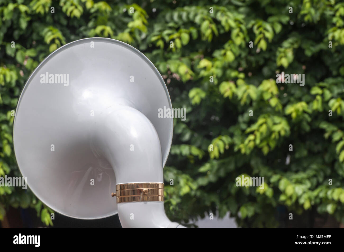 the back of a sousaphone instrument Stock Photo