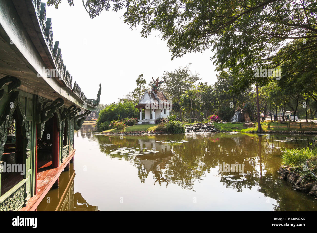 Temple on water in ancient city, Bangkok Stock Photo - Alamy