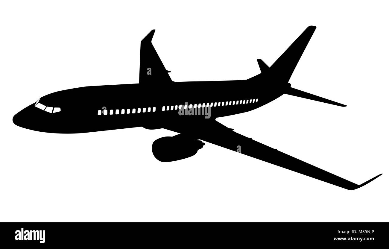 Airplane silhouette. Vector illustration. Stock Vector