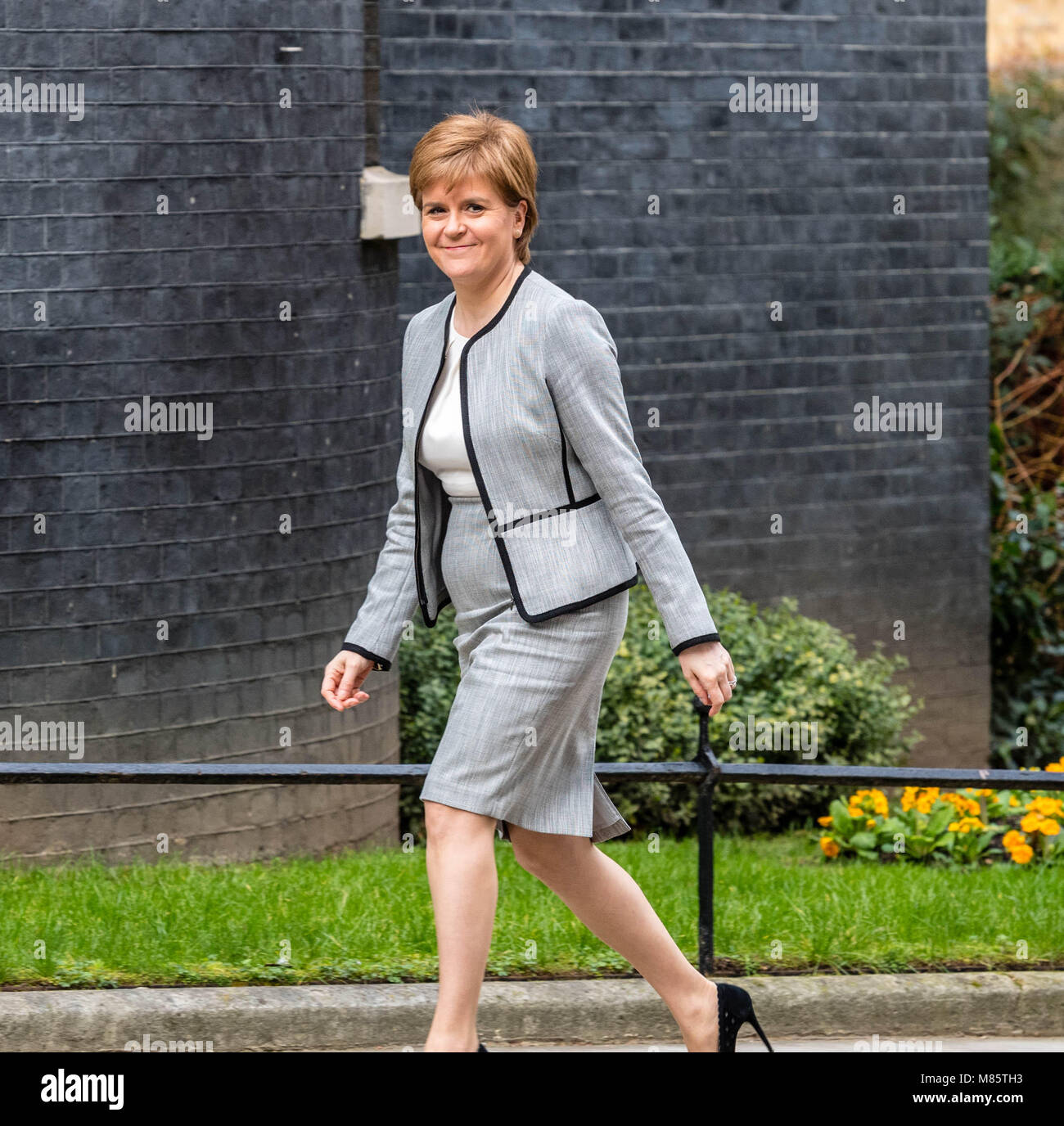 London 14th March 2018, Nicola Sturgeon Scottish First Minister, arrives in Downing Street for a crunch Breit meeting with the Prime Minister Theresa May on Brexit implementation laws Credit: Ian Davidson/Alamy Live News Stock Photo