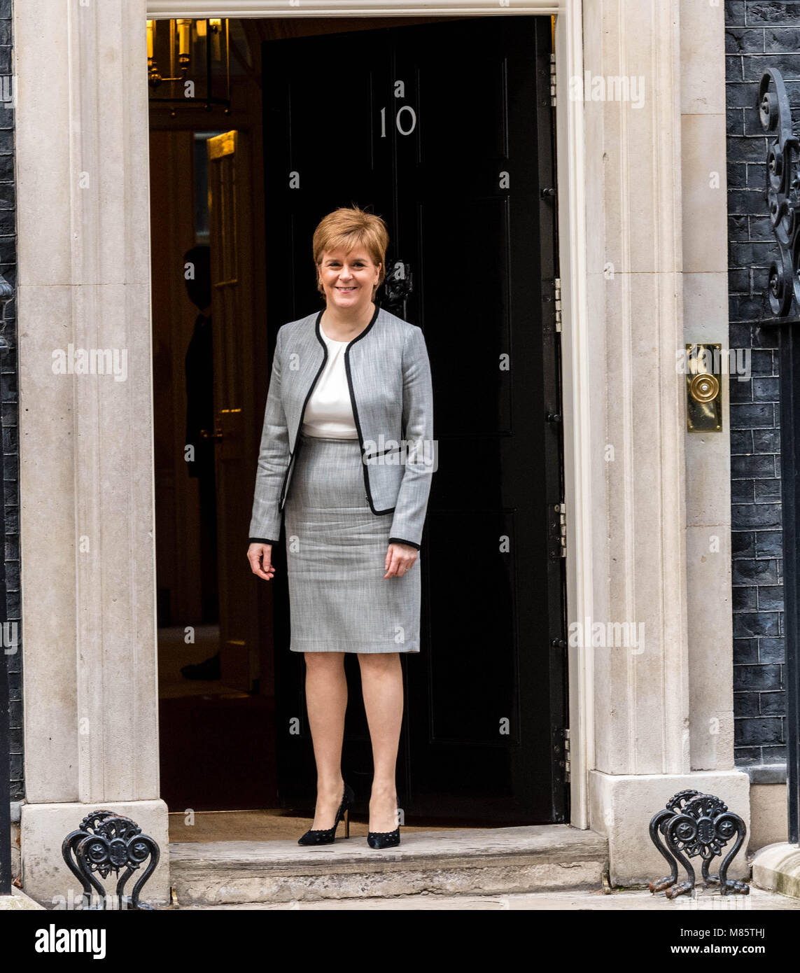 London 14th March 2018, Nicola Sturgeon Scottish First Minster, arrives in Downing Street for a crunch Breit meeting with the Prime Minister Theresa May on Brexit implementation laws Credit: Ian Davidson/Alamy Live News Stock Photo