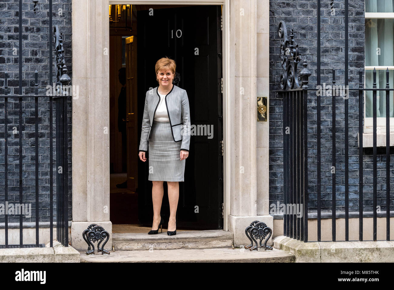 London 14th March 2018, Nicola Sturgeon Scottish First Minister, arrives in Downing Street for a crunch Breit meeting with the Prime Minister Theresa May on Brexit implementation laws Credit: Ian Davidson/Alamy Live News Stock Photo