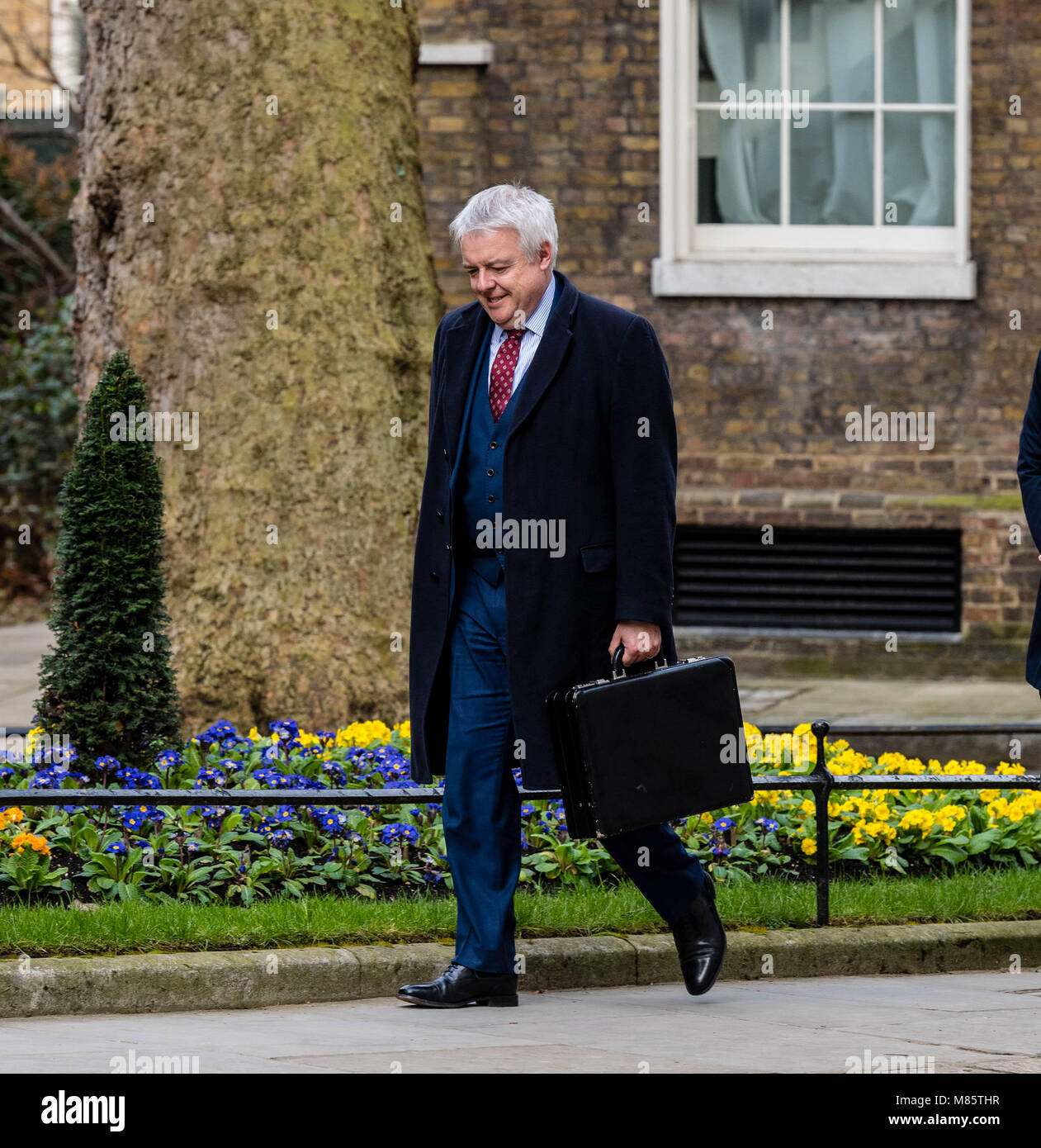 London, 14th March 2018, Carwyn Jones Welsh First Minister arrives in Downing Street for crunch Brexit talks with Theresa May,, UK Prime Minister Credit Ian Davidson/Alamy Live News Credit: Ian Davidson/Alamy Live News Stock Photo