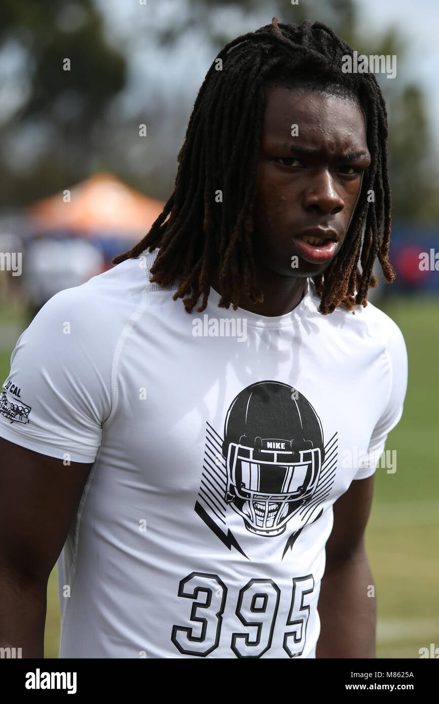 RB Desert Pines Cameron Wiley #395 at the Nike Football The Opening  Regional Los Angeles on March 11, 2018 at Chargers Practice Facility. Photo  by Jevone Moore Stock Photo - Alamy