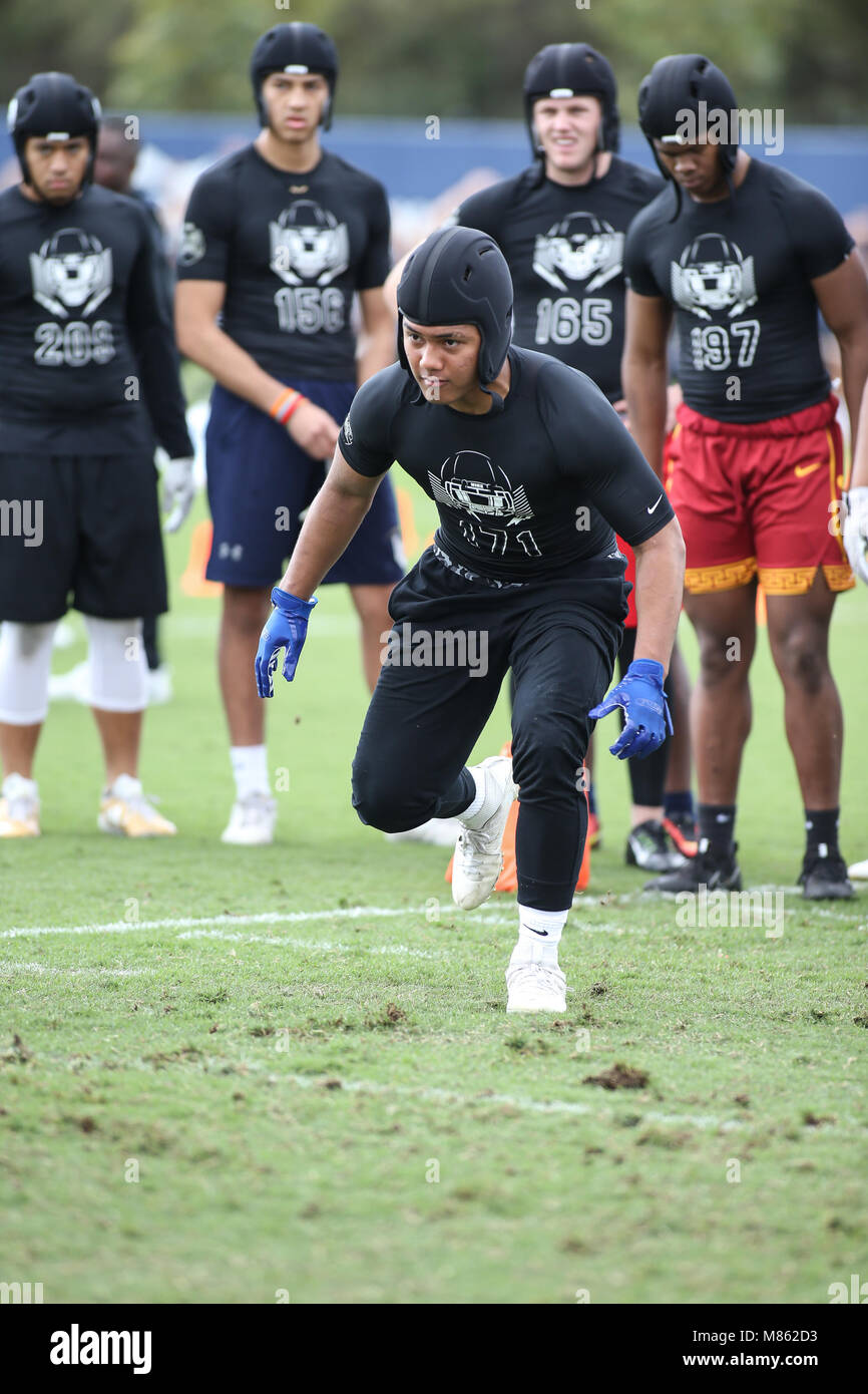 LB La Habra Kobah Fuamatu #171 at the Nike Football The Opening Regional Los Angeles on March 11, 2018 at Chargers Practice Facility. Photo by Jevone Moore Stock Photo