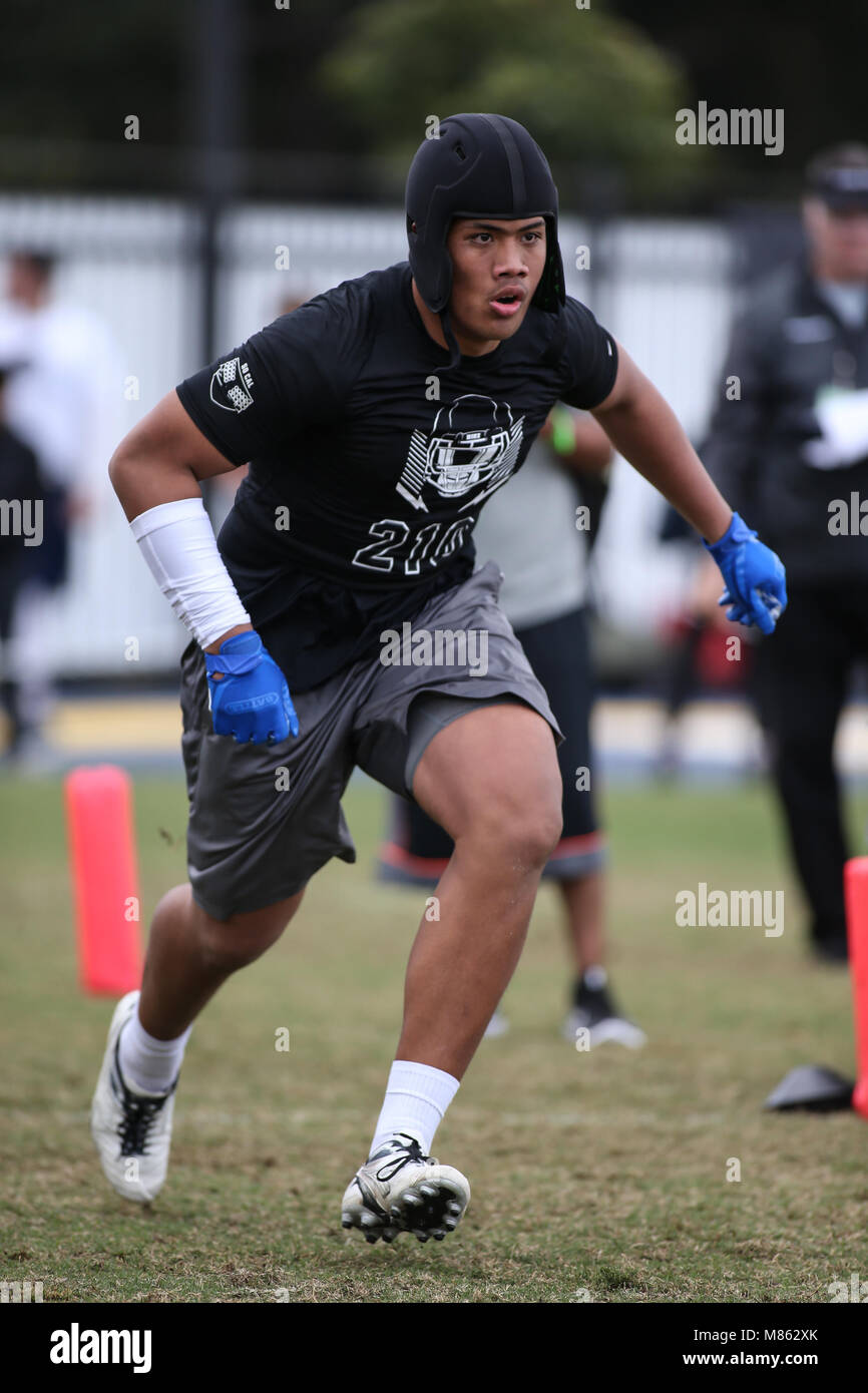 LB Punahou Maninoa Tufono #210 at the Nike Football The Opening Regional  Los Angeles on March 11, 2018 at Chargers Practice Facility. Photo by  Jevone Moore Stock Photo - Alamy