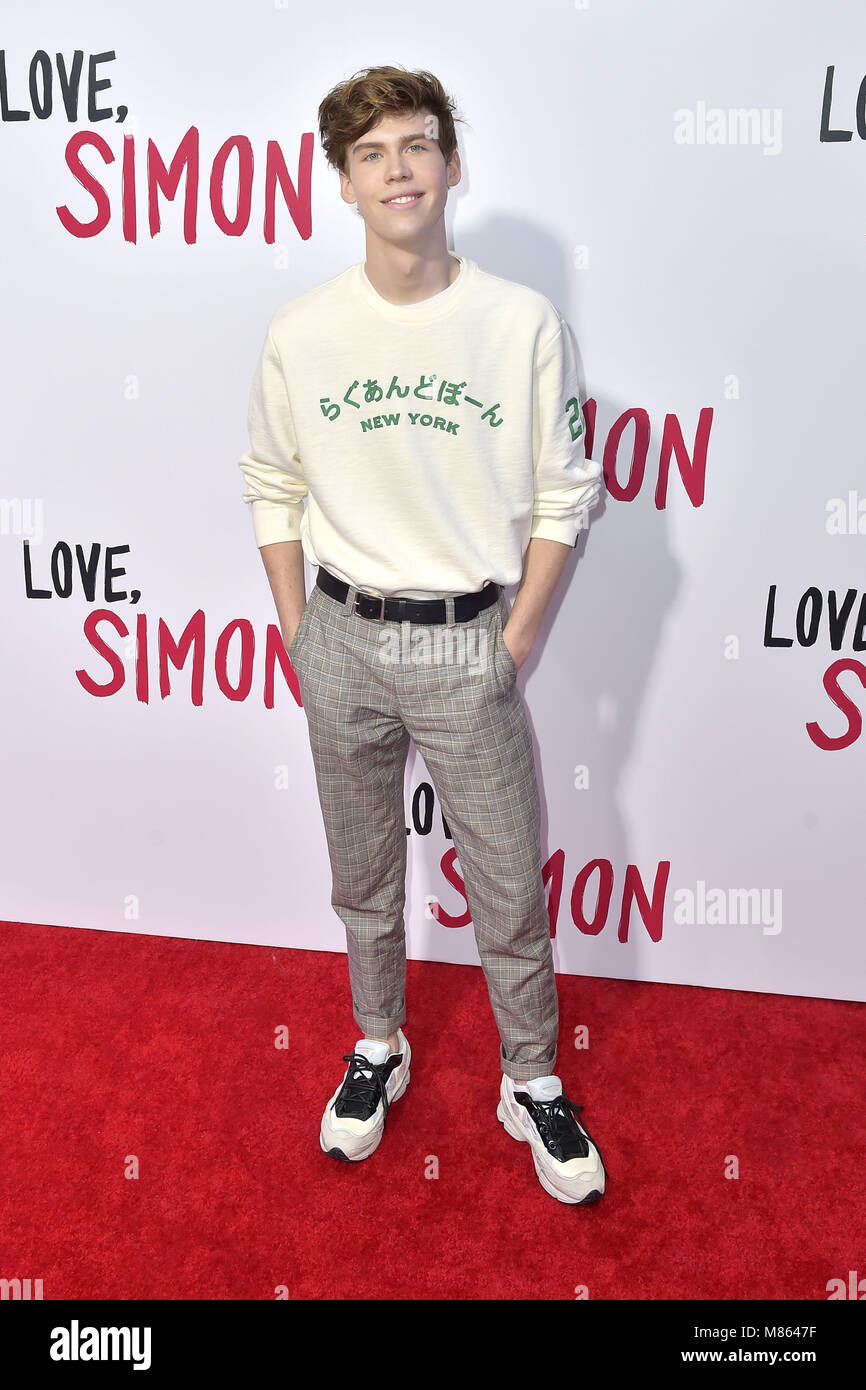 Los Angeles, California. 13th Mar, 2018. Aidan Alexander attending the 'Love, Simon' special screening at Westfield Century City on March 13, 2018 in Los Angeles, California. | Verwendung weltweit/picture alliance Credit: dpa/Alamy Live News Stock Photo