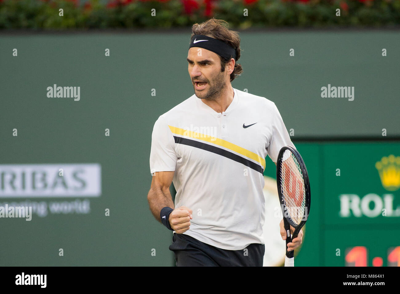 Indian Wells, California, USA. 14th Mar, 2018. Roger Federer (SUI) defeated  Jeremy Chardy (FRA) 7-5, 6-4 in Wells Tennis Garden in Indian Wells,  California. © Mal Taam/TennisClix/CSM/Alamy Live News Stock Photo - Alamy