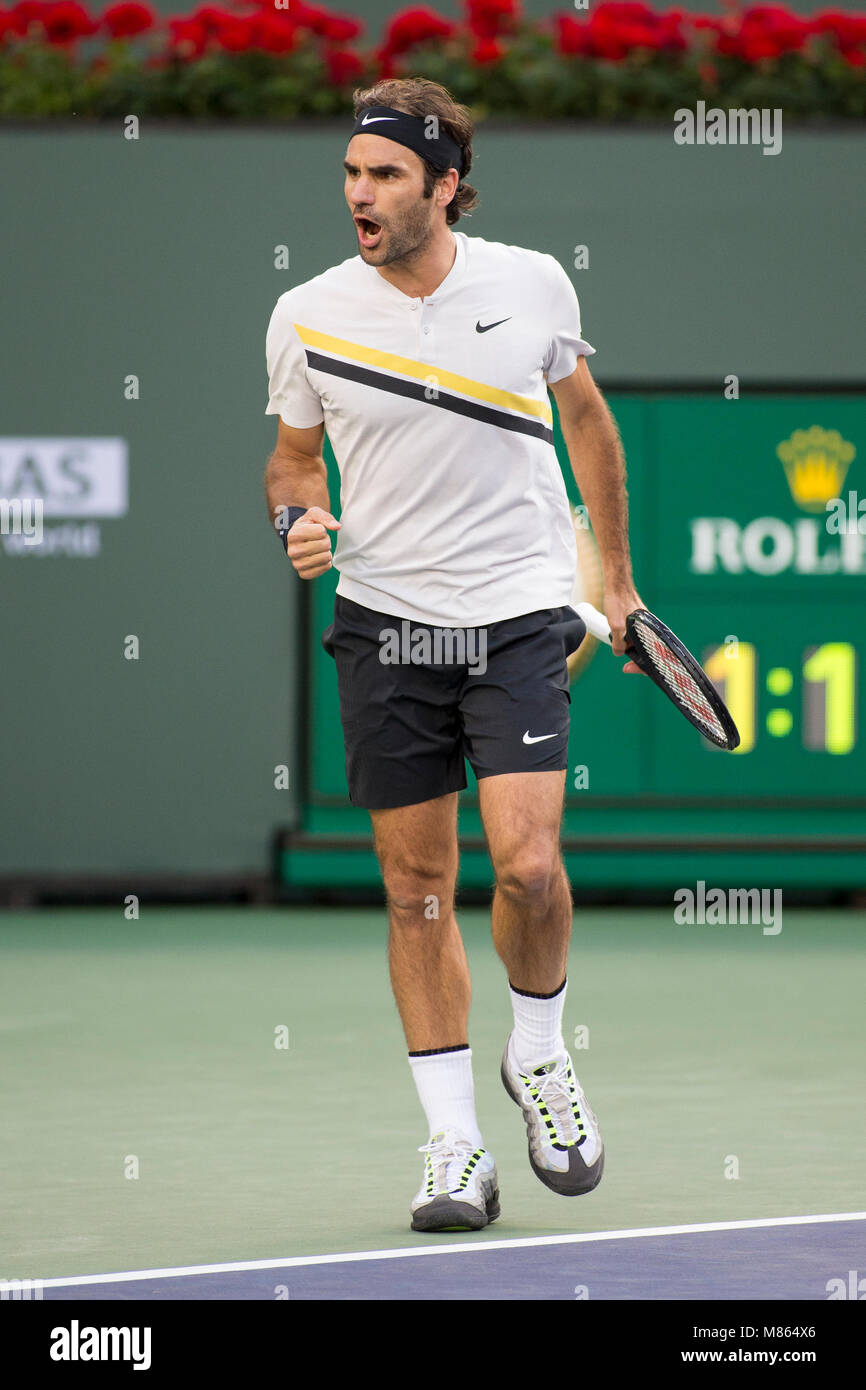 Indian Wells, California, USA. 14th Mar, 2018. Roger Federer (SUI) defeated  Jeremy Chardy (FRA) 7-5, 6-4 in Wells Tennis Garden in Indian Wells,  California. © Mal Taam/TennisClix/CSM/Alamy Live News Stock Photo - Alamy