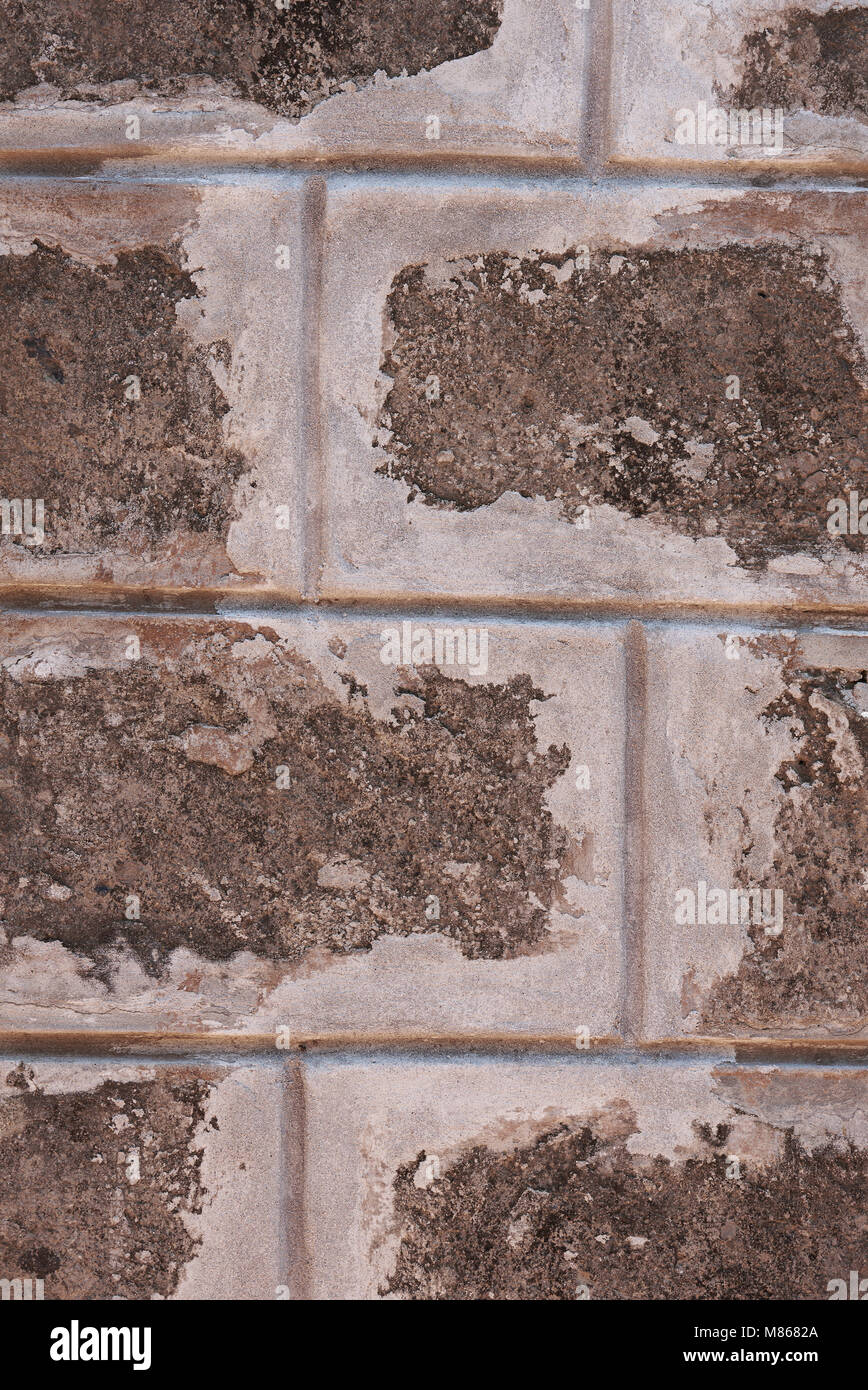 Abstract stone brick pattern close-up. Surface of gray rock bricks Stock Photo