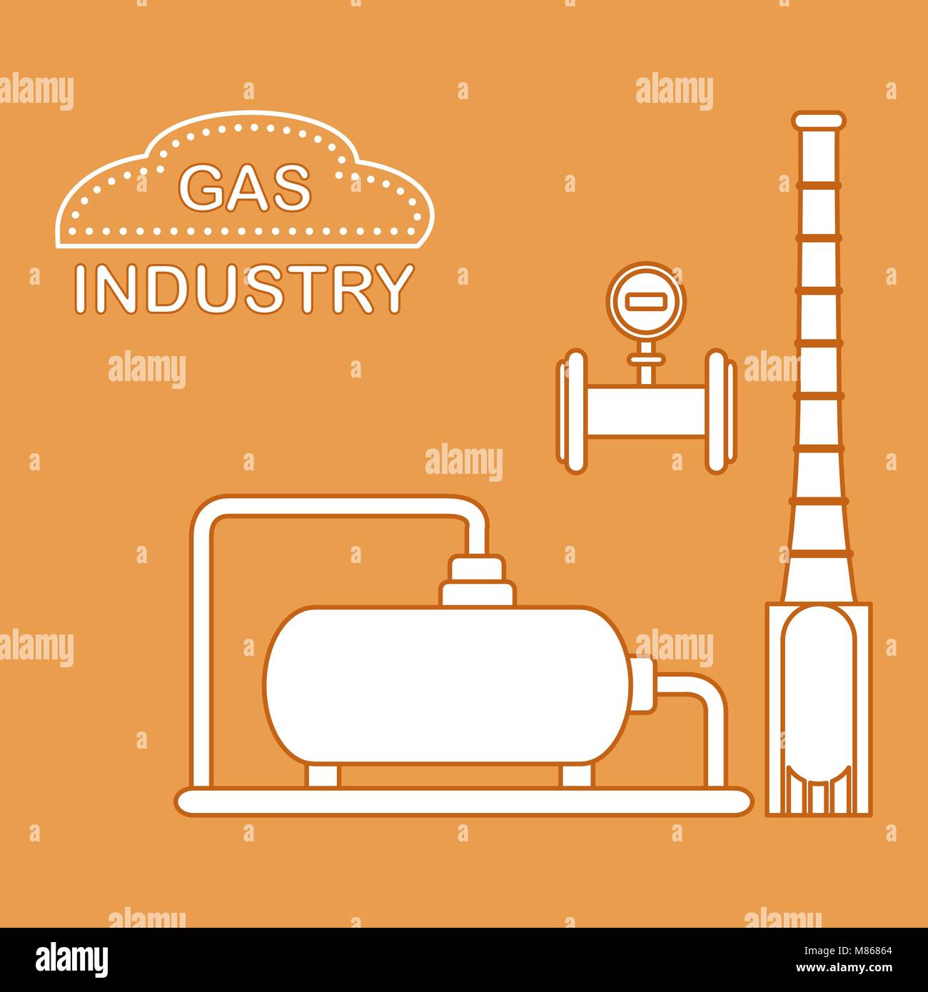 Gas processing plant. Industrial gas meter. Design for announcement