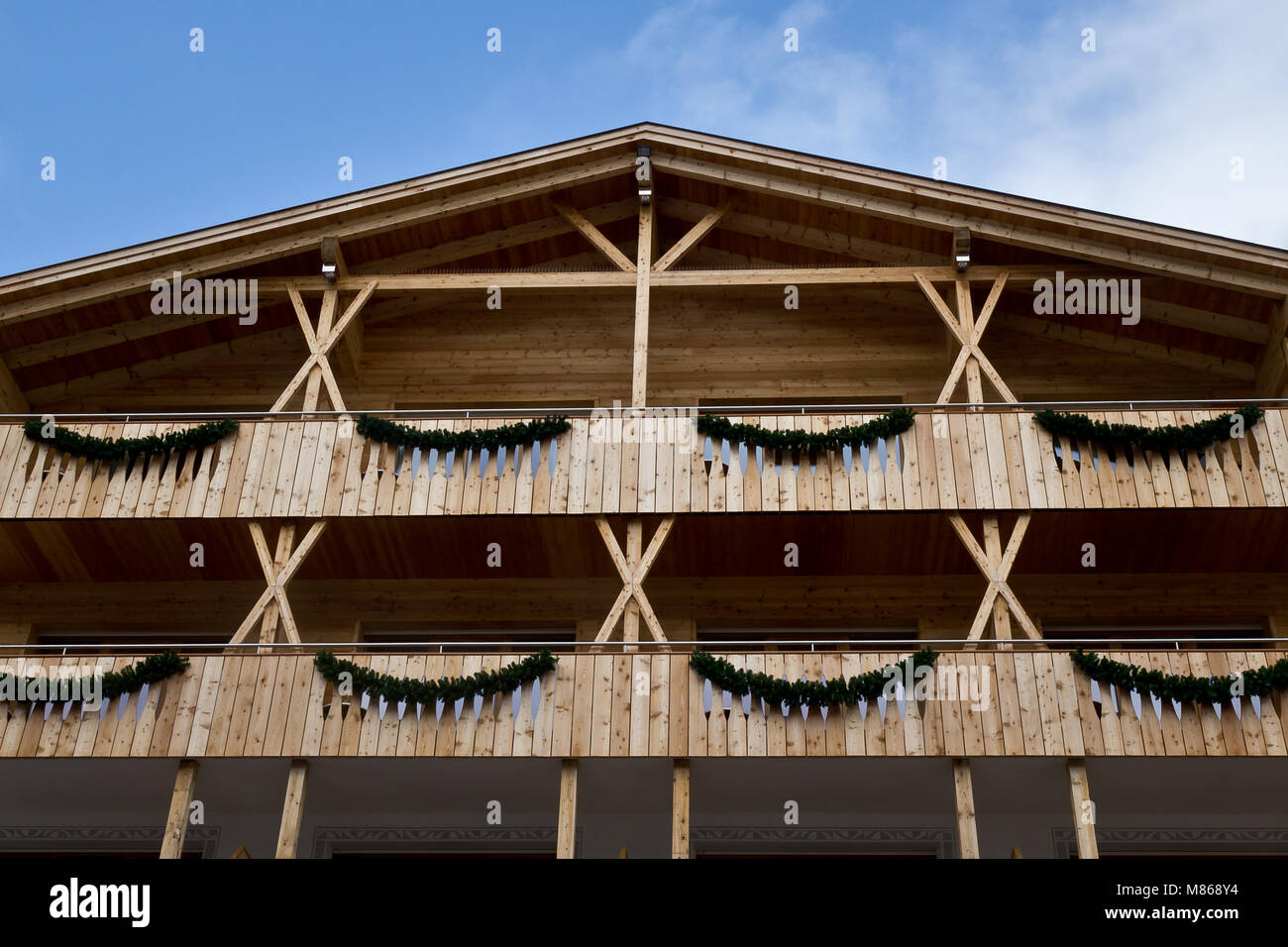 Typical wooden house in Alta Badia, Italy Stock Photo Alamy