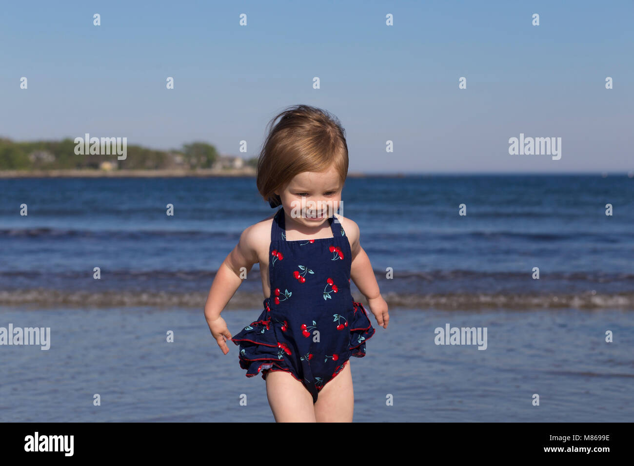 Little Girl Enjoying the Beach Stock Photo