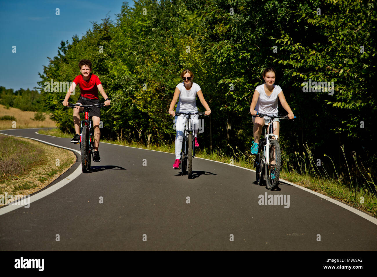 Healthy lifestyle - people riding bicycles Stock Photo