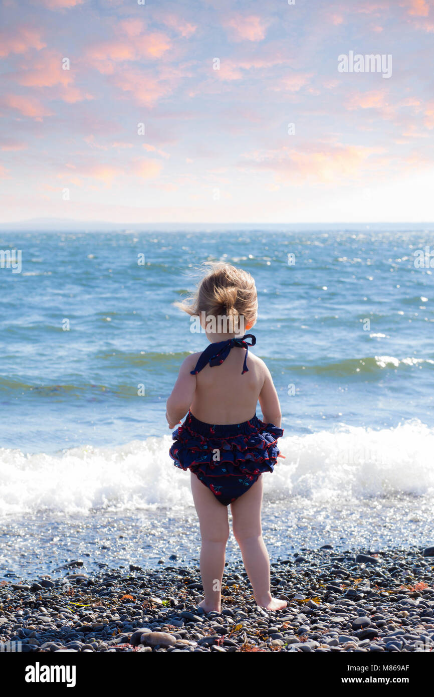 Little Girl Enjoying the Beach Stock Photo