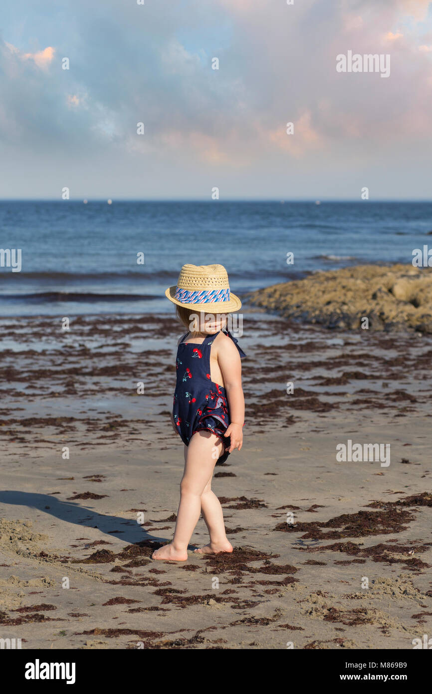 Little Girl Enjoying the Beach Stock Photo