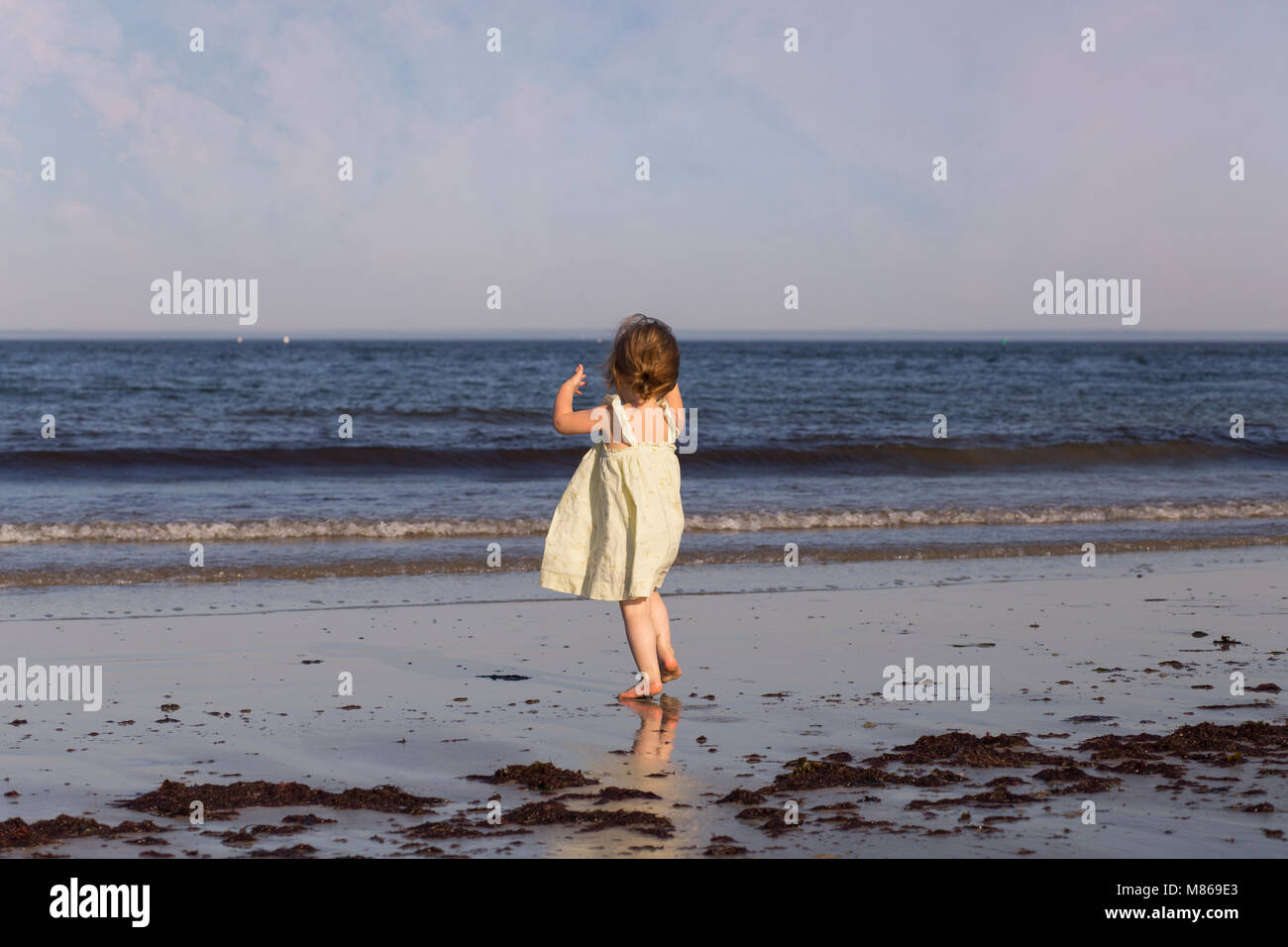 Little Girl Enjoying the Beach Stock Photo