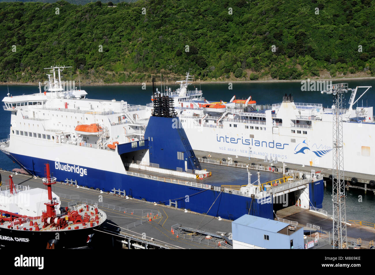 The Interislander and Blurbridge ferries in port at Picton, South