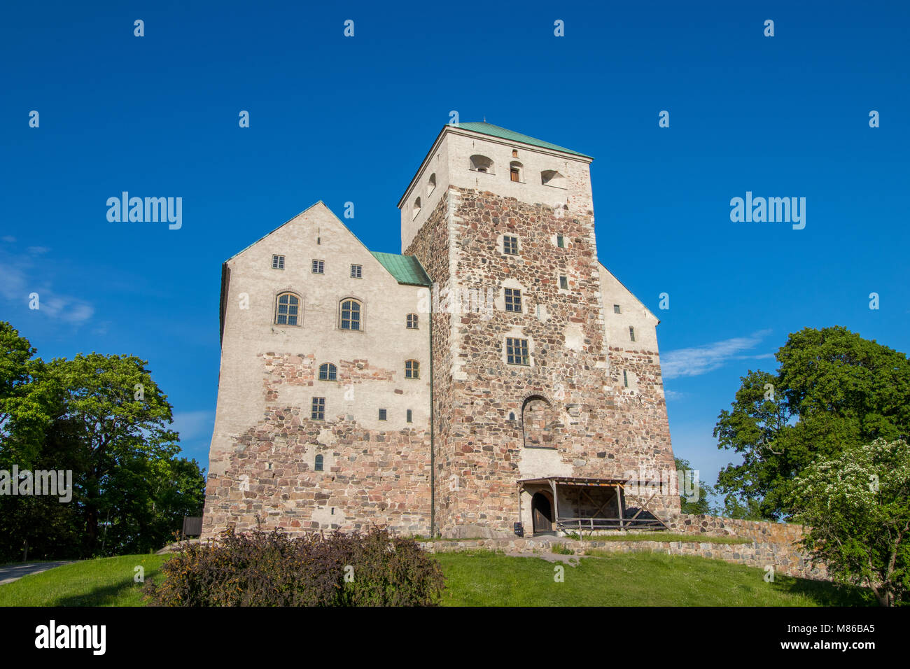 Turku Castle in the city of Turku in Finland.   Turku Castle is a medieval building founded in the late 13th century. Stock Photo